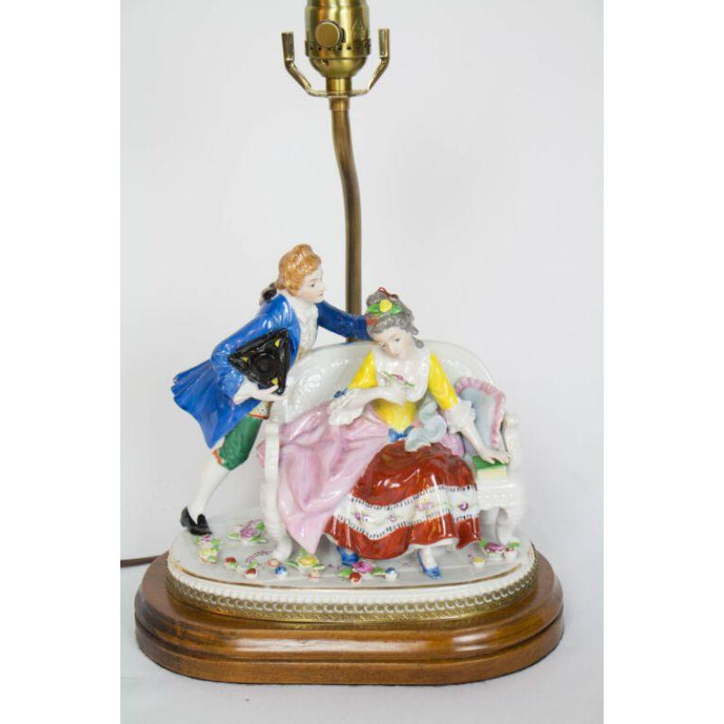 Figural lamp with seated couple. Baroque costume. Cleaned and rewired. Occupied Japan, 1945-1951

Dimensions: 
Height: 13?
Width: 9?
Depth: 8