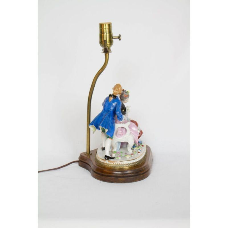 Baroque Figural Lamp with Seated Couple For Sale