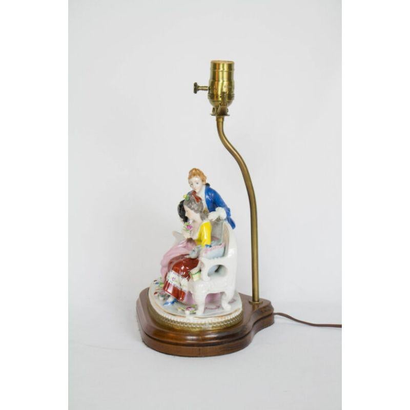 20th Century Figural Lamp with Seated Couple For Sale