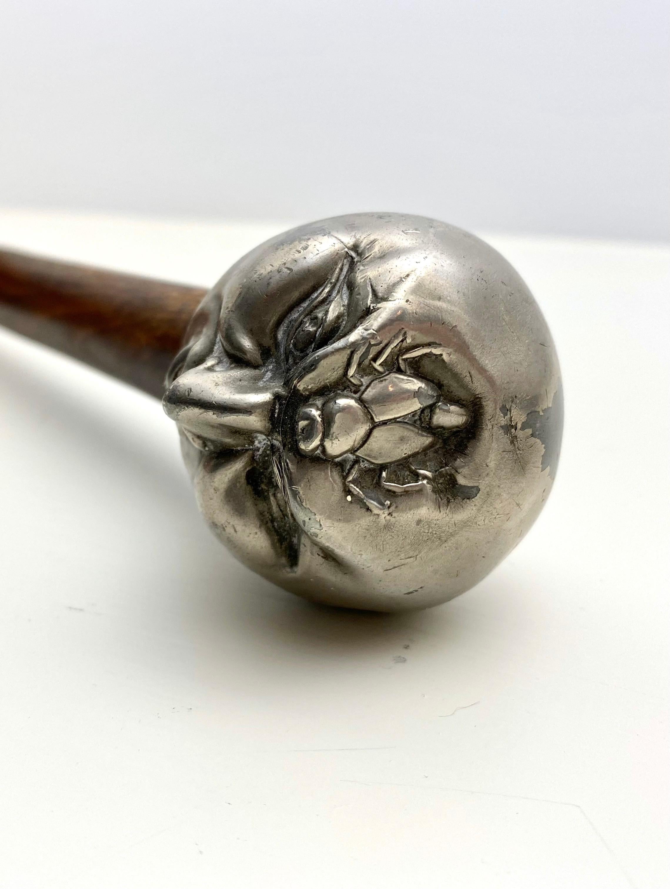 Metal Figural Letter Opener with Fly on Man's Head For Sale