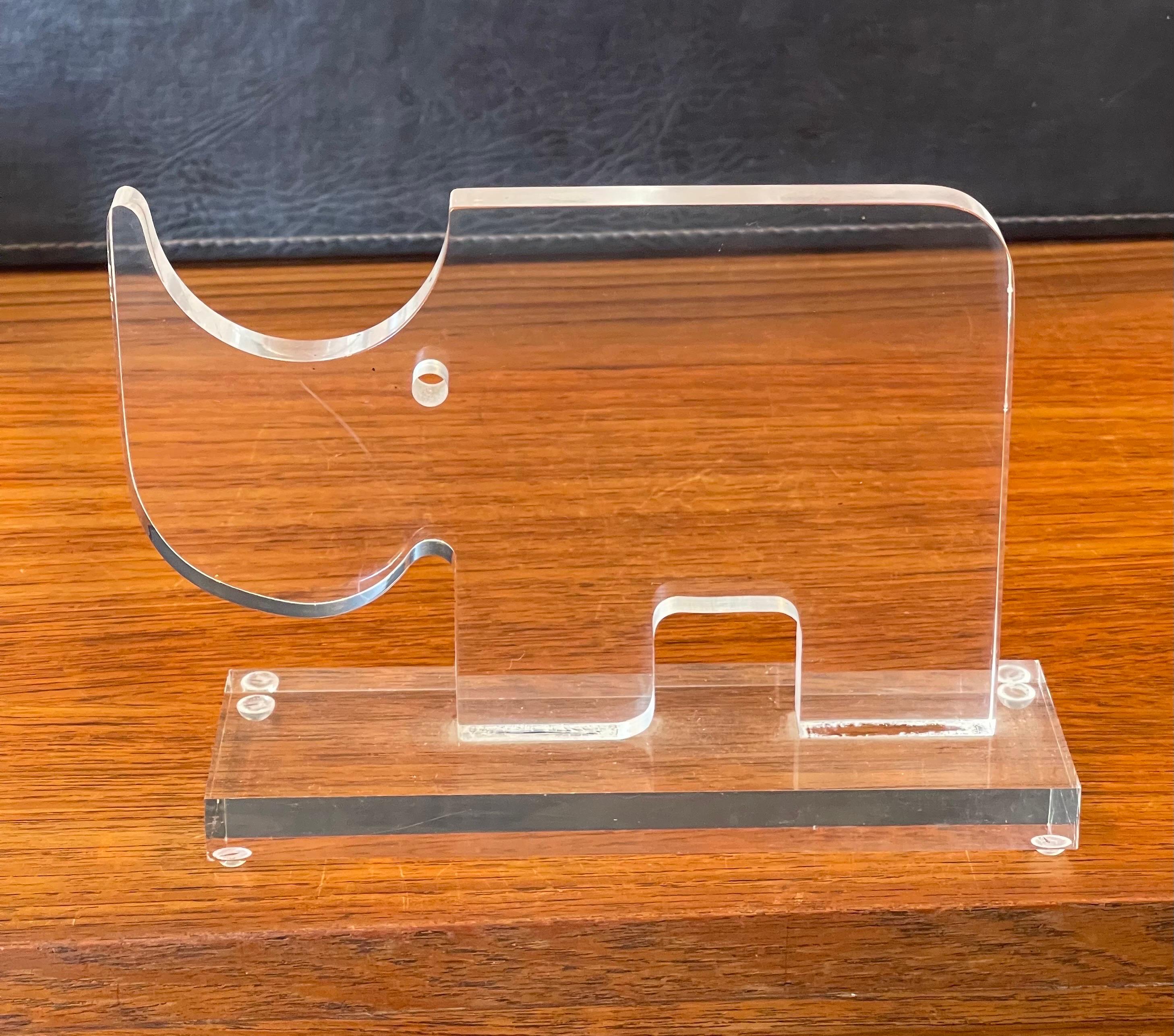 Mid-Century Modern Figural Lucite Hippo on Base by Guzzini For Sale