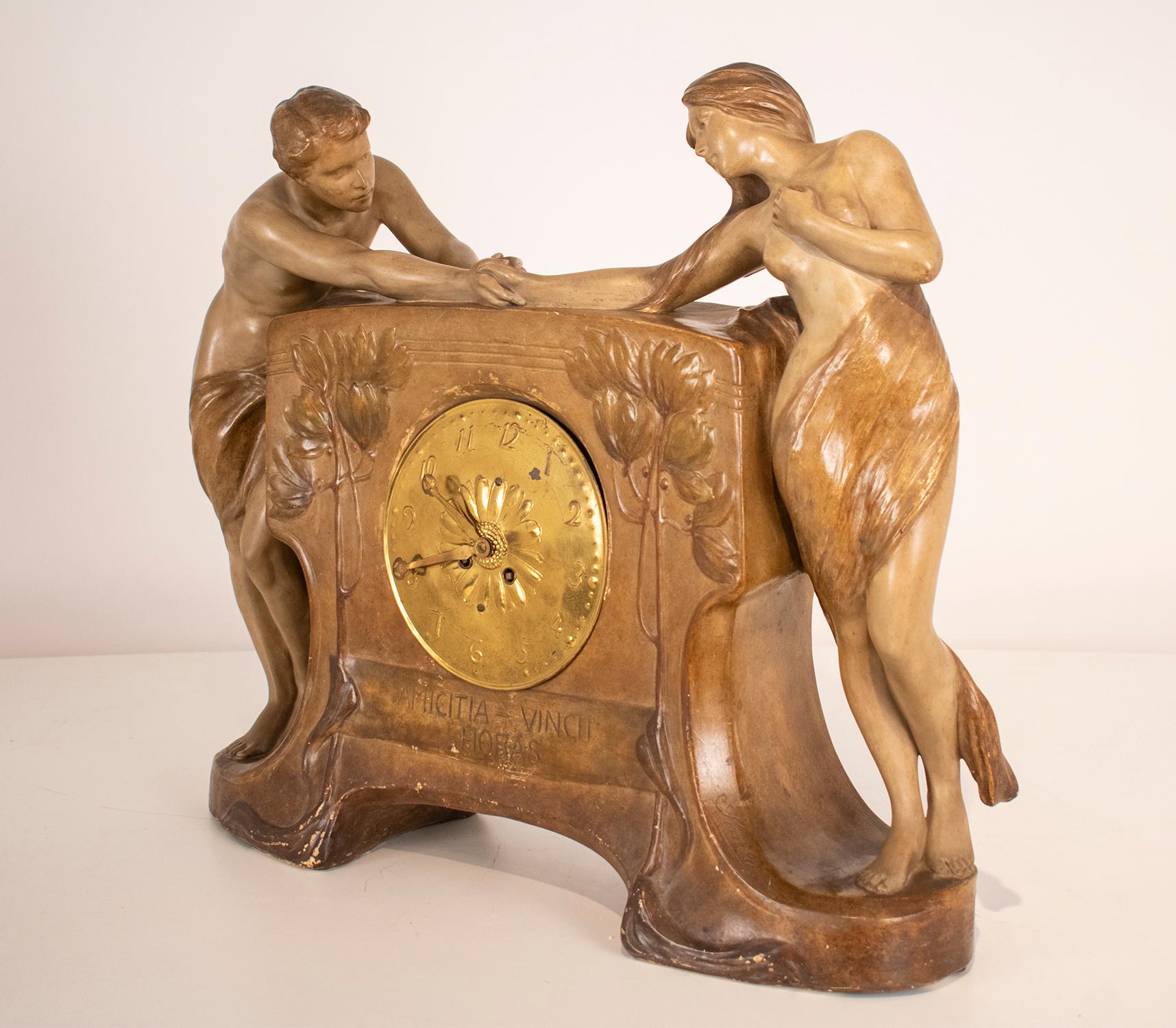 Figural Mantel Clock by Goldscheider, 1890's 2