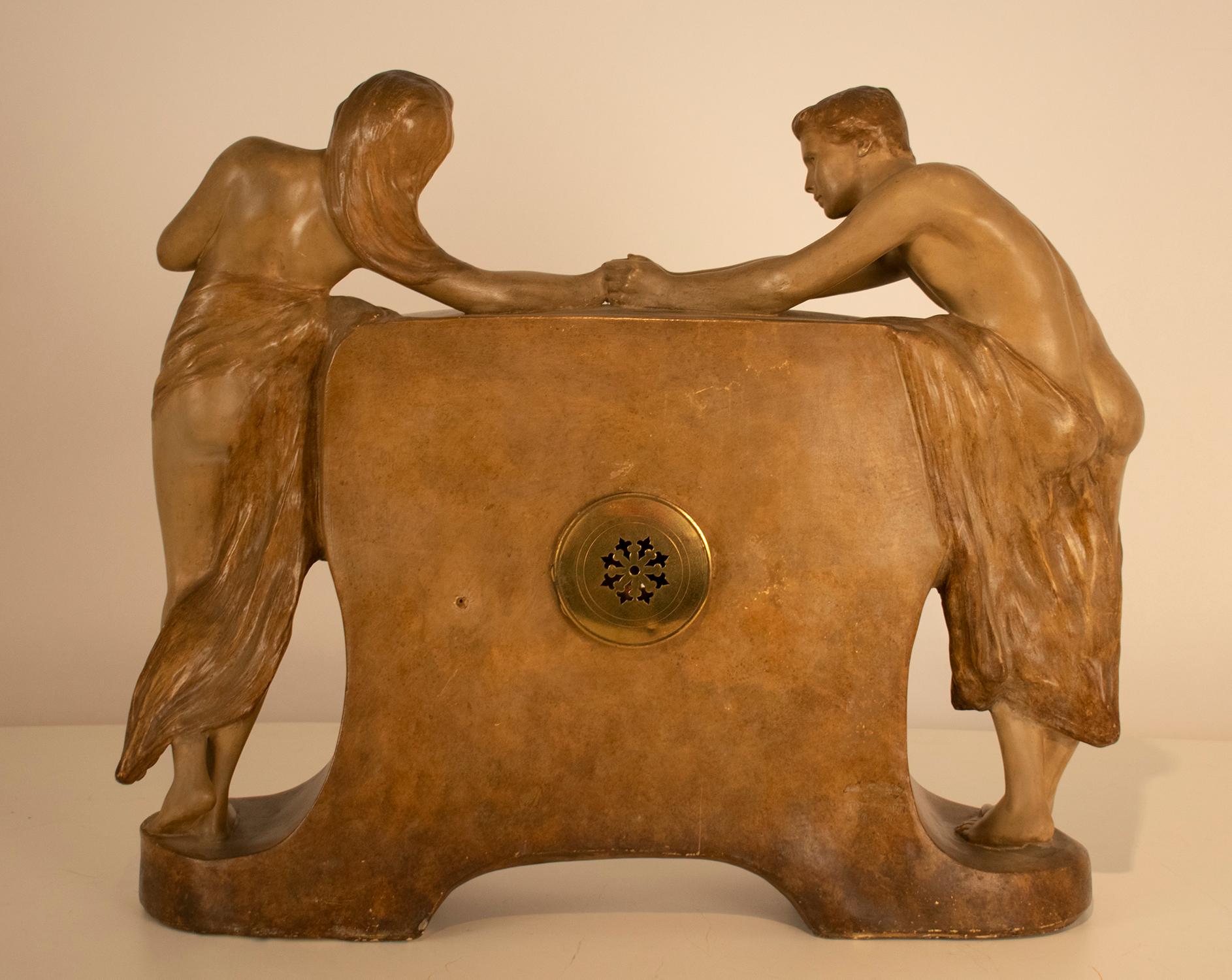 Figural Mantel Clock by Goldscheider, 1890's 5
