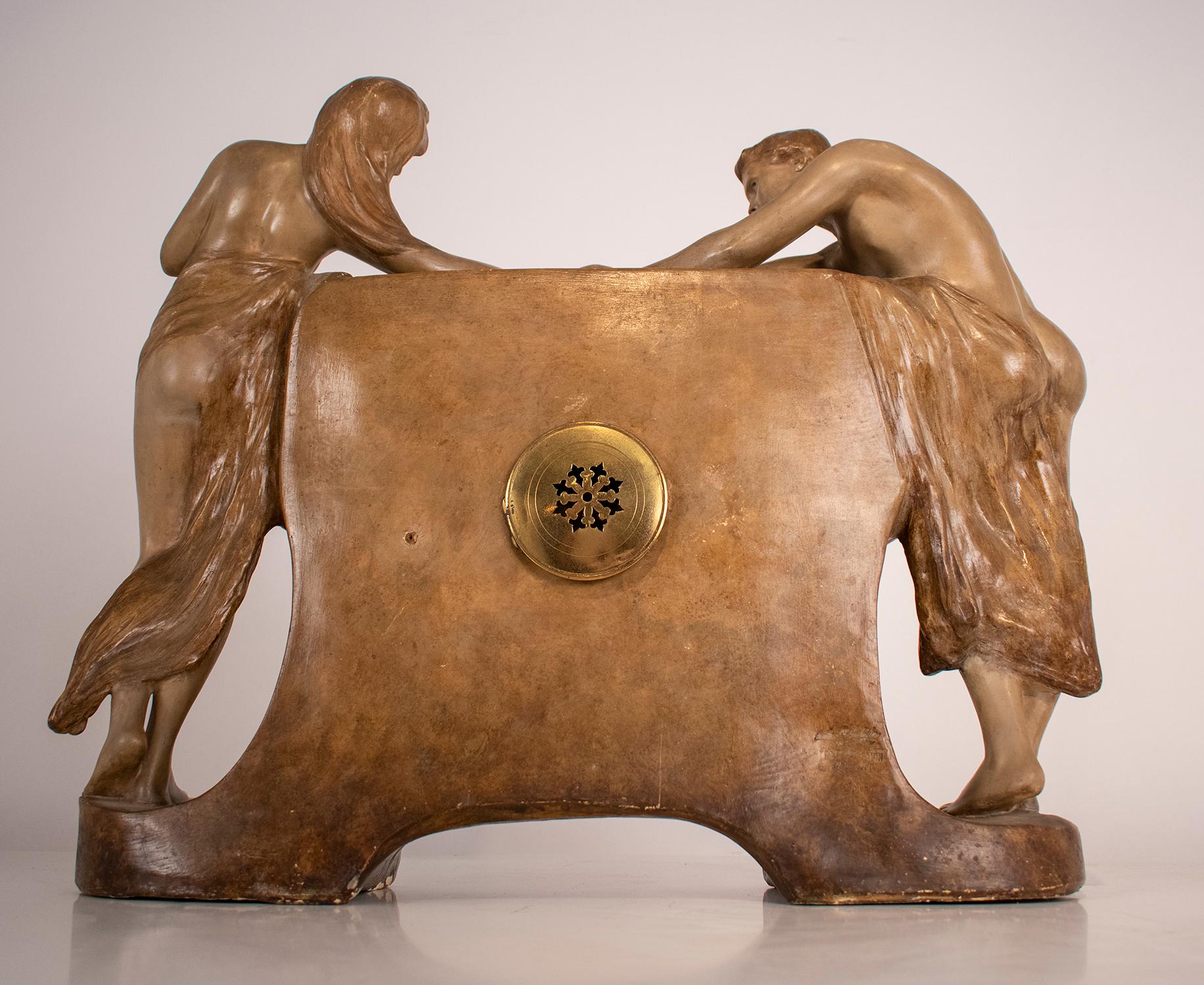 Figural Mantel Clock by Goldscheider, 1890's 7