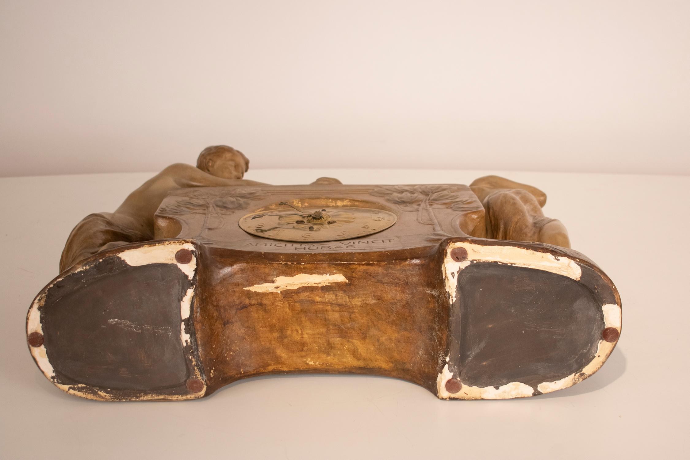 Figural Mantel Clock by Goldscheider, 1890's 10
