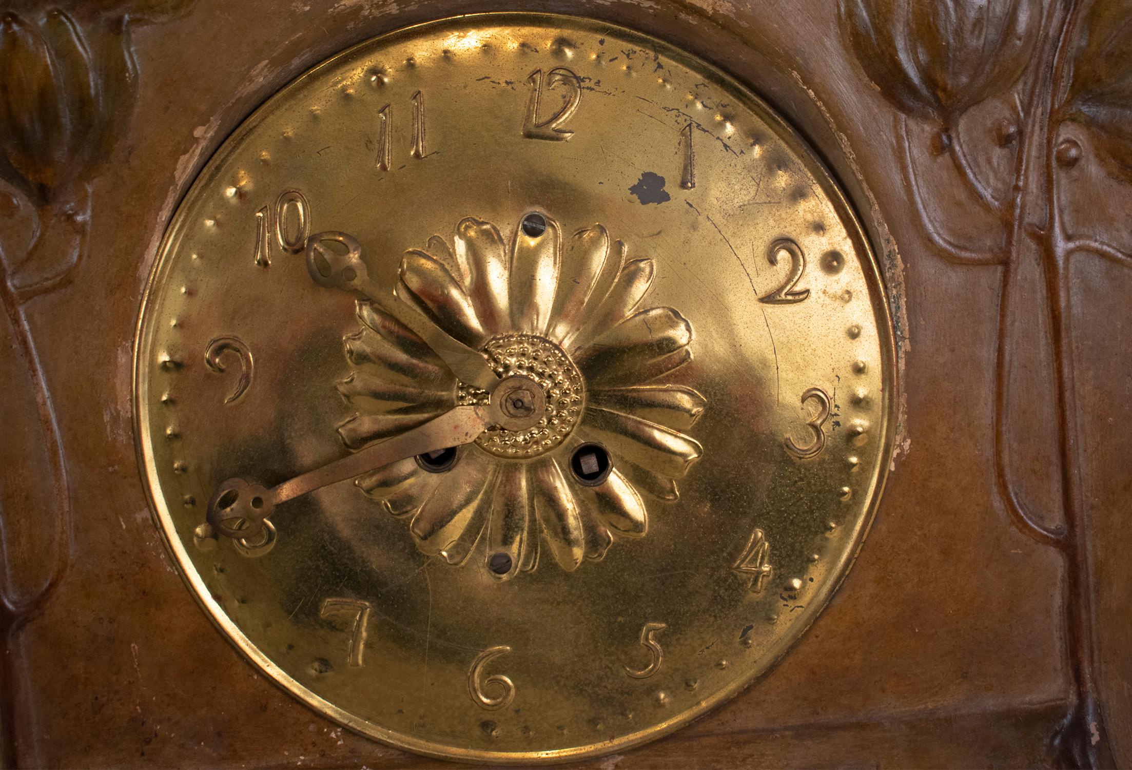Ceramic Figural Mantel Clock by Goldscheider, 1890's