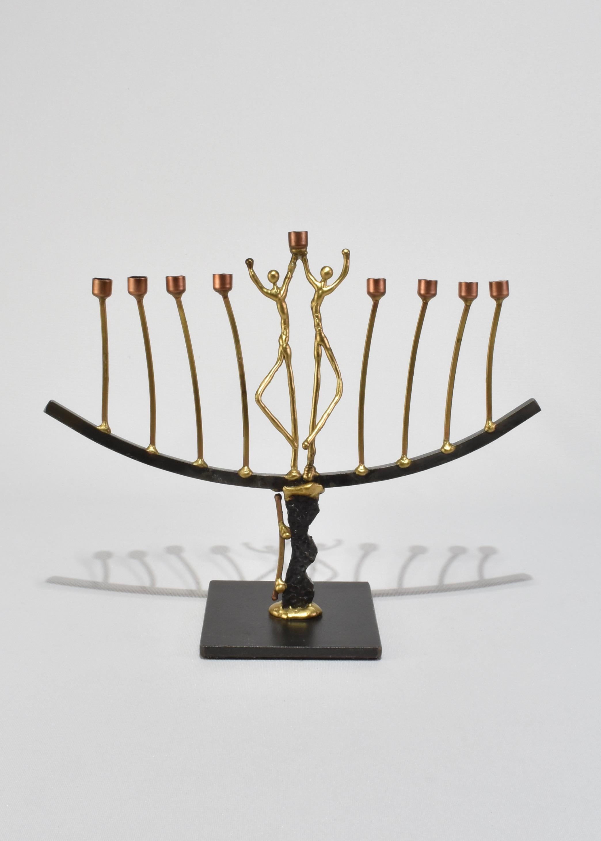 Hand-Crafted Figural Metal Menorah