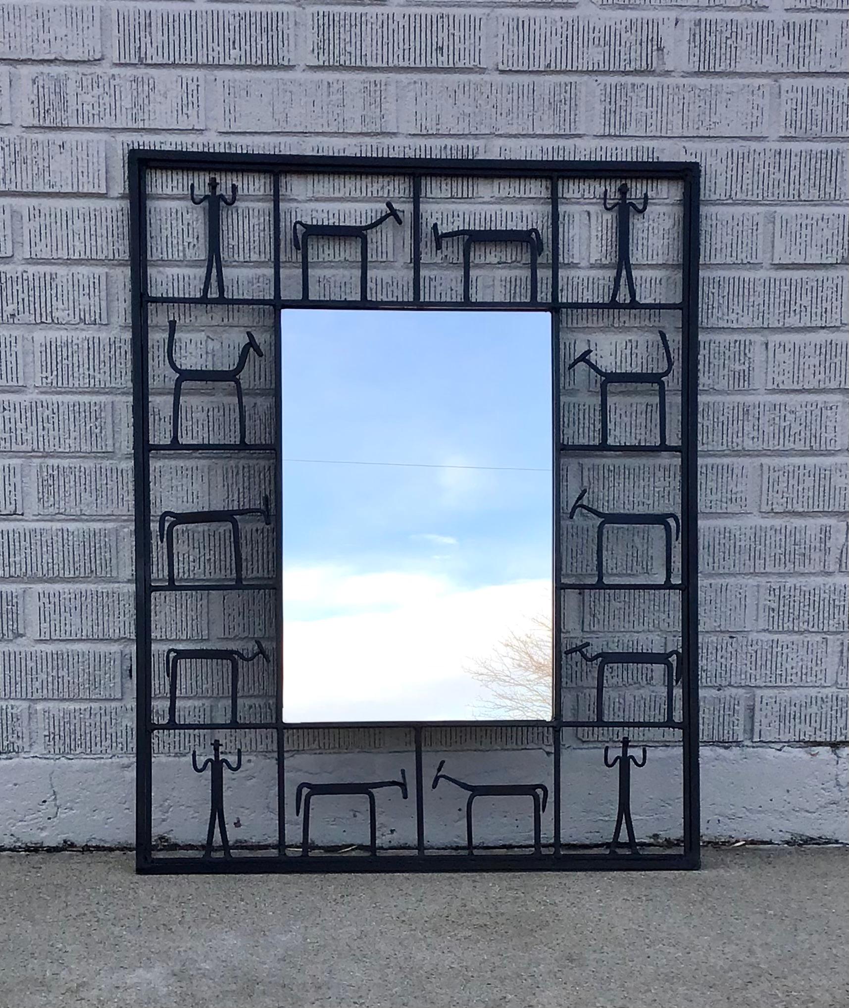 20th Century Figural Mirror Attributed to Frederick Weinberg For Sale