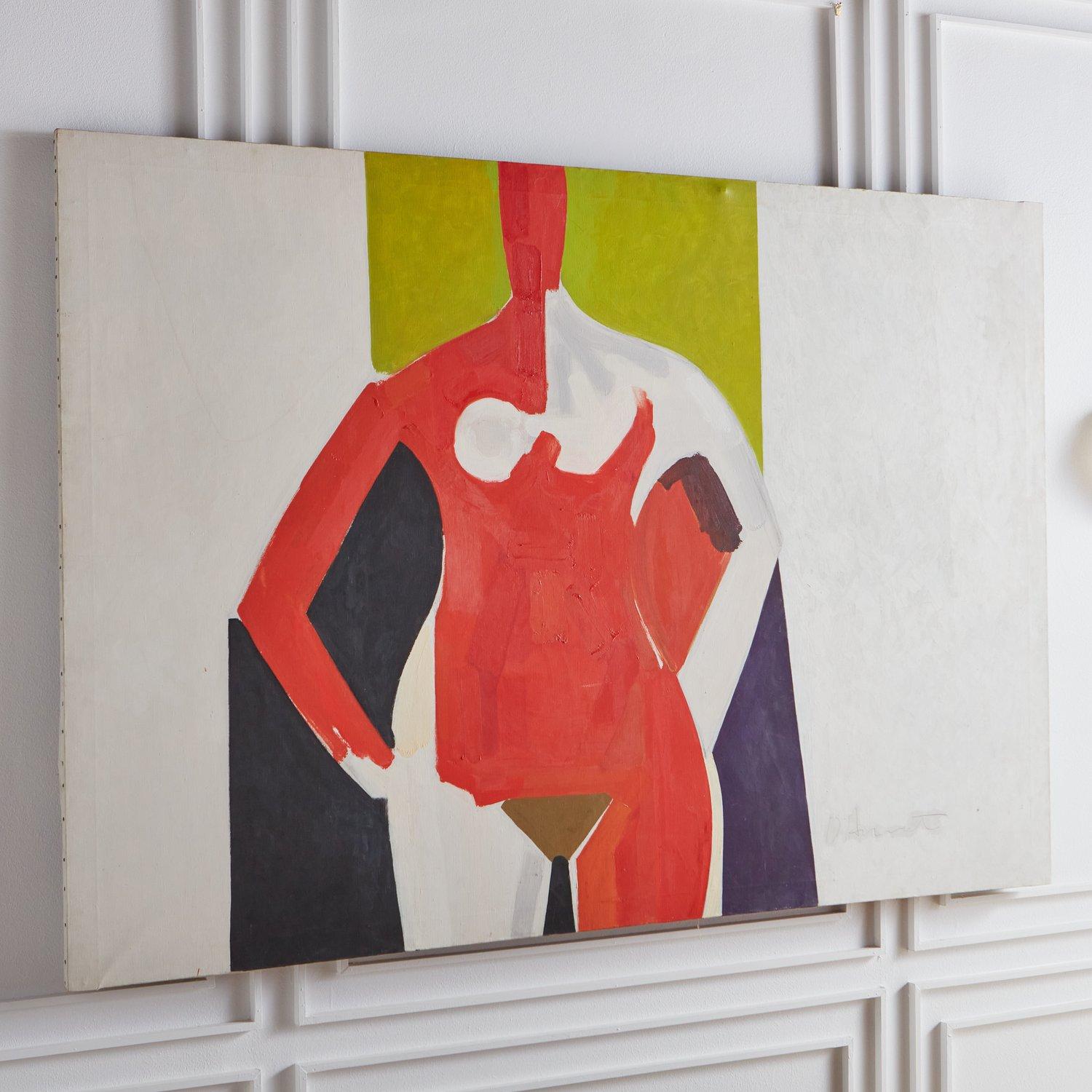 Late 20th Century Figural Modern Painting on Canvas by George D'Amato, 1990s For Sale