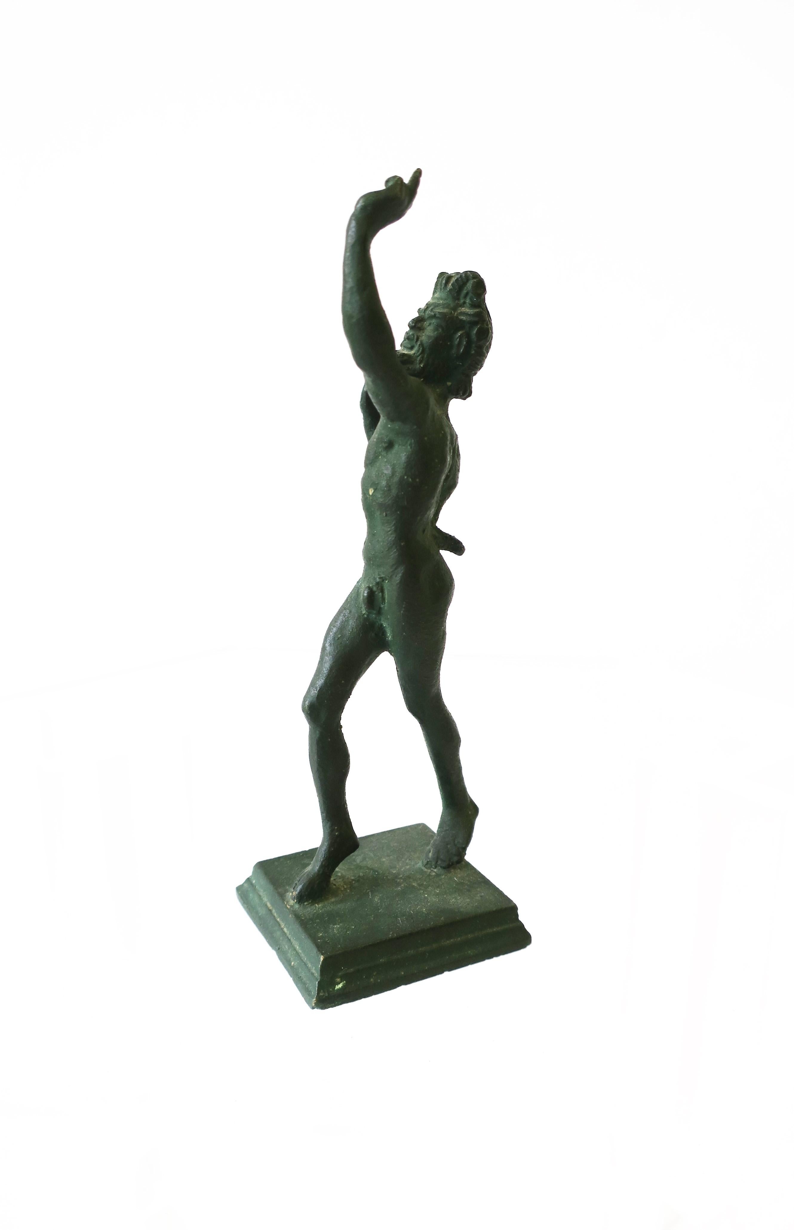 Bronze Figural Nude Greek Wine God Bacchus Sculpture Statue In Good Condition For Sale In New York, NY