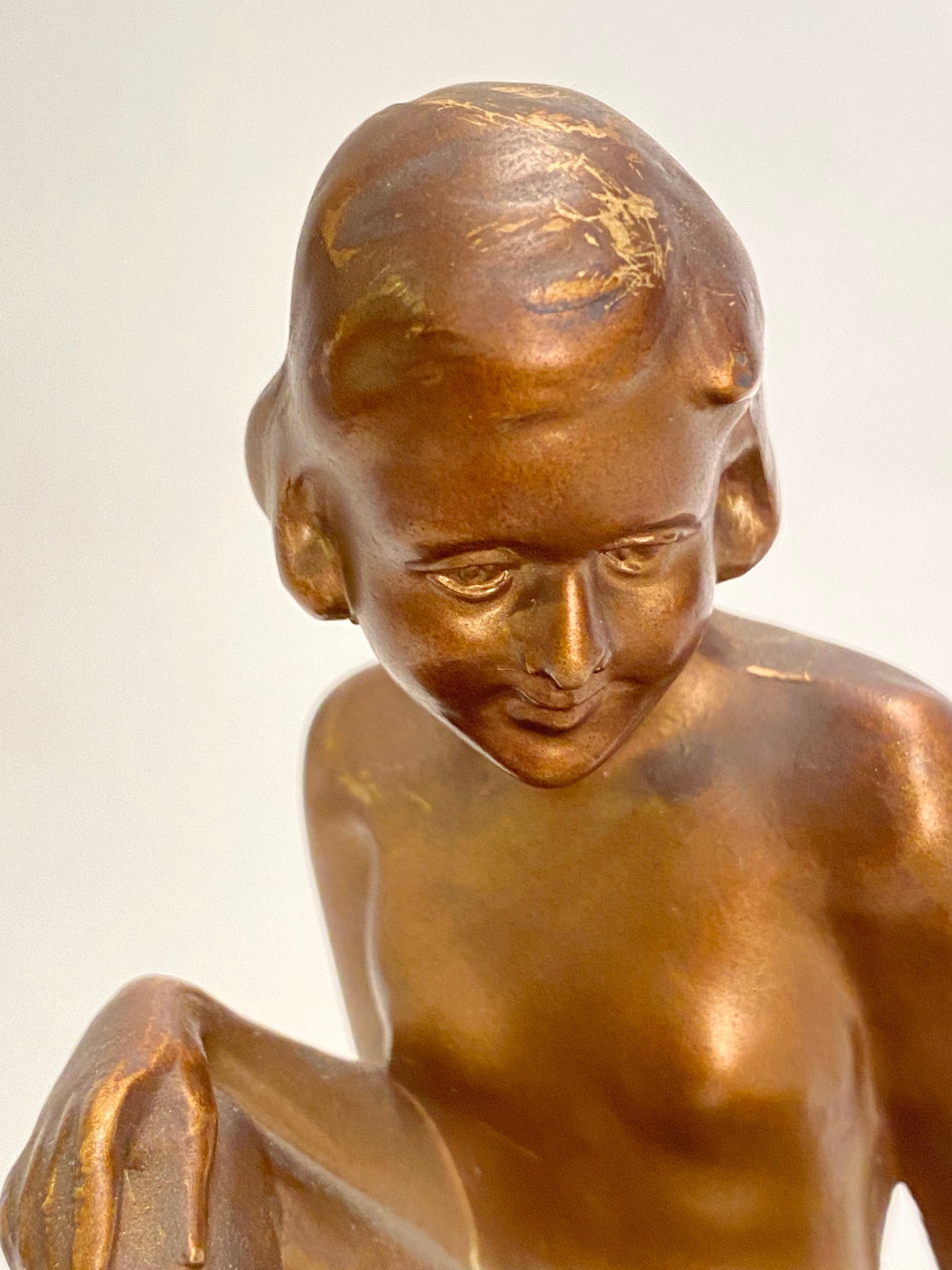 Metal Figural Nude Nuart Creations NYC Art Deco Table Lamp