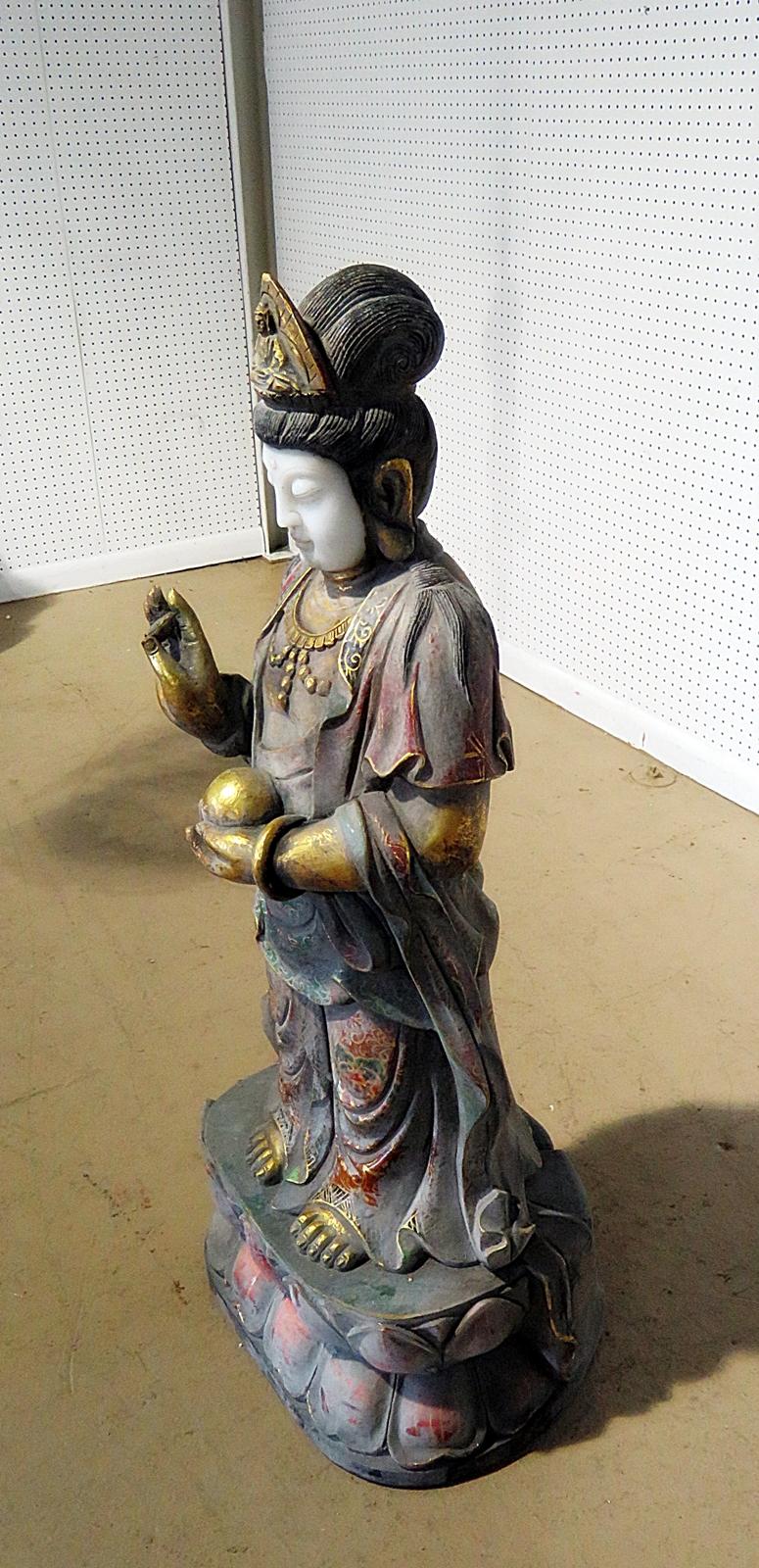 Painted Figural Oriental Marble Statue