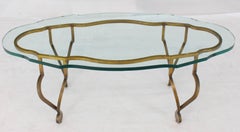 Figural Oval 3/4 Glass Gold Wrought Iron Base Coffee Table