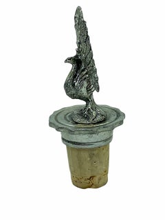 Figuraler Pfau Metallflaschenstopper Topper Barware:: deutsch:: 1950er Jahre