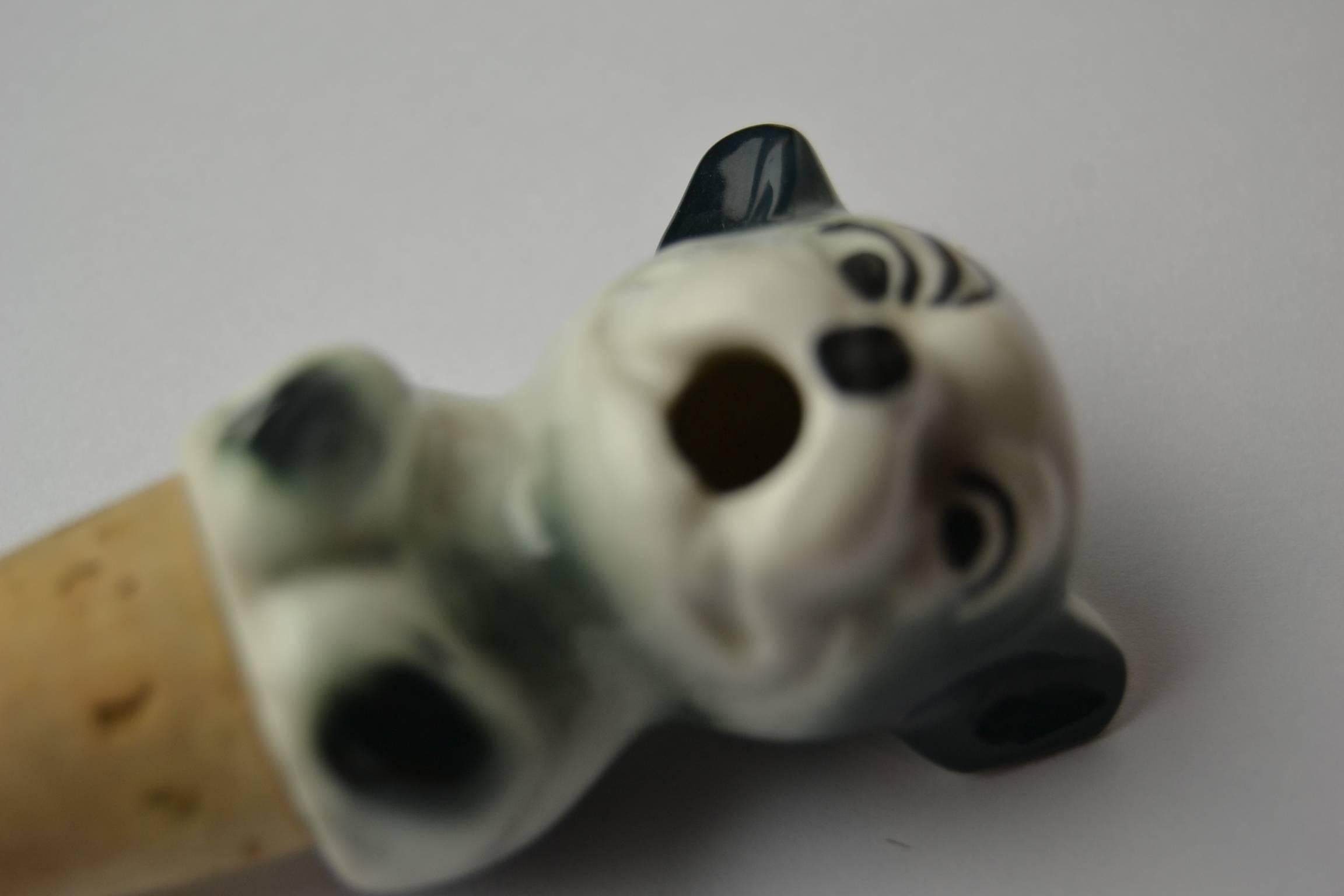 Figural Porcelain Bottle Stopper with Bonzo the Caricature Dog For Sale 1