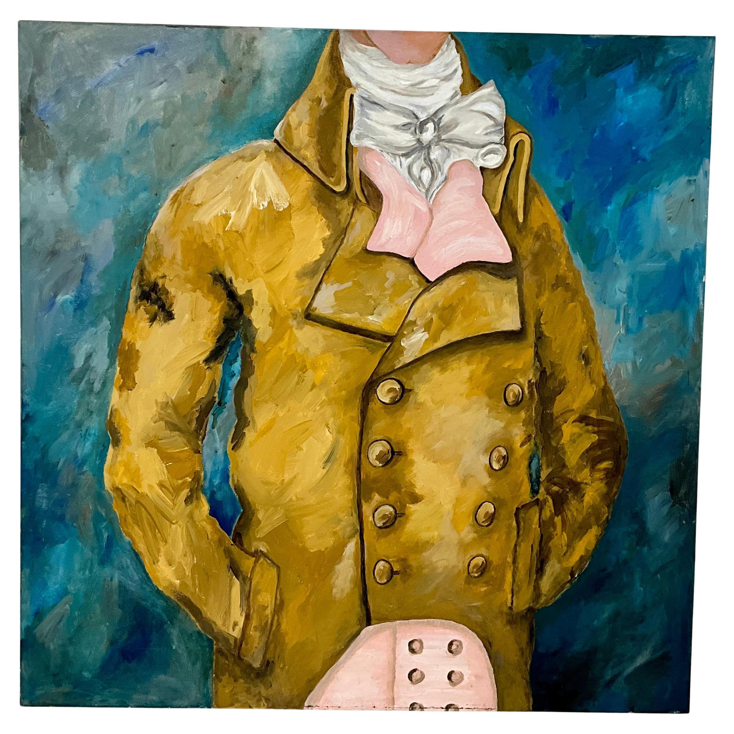 Figural Portrait of a Gentleman in Mustard Coat, Oil on Canvas by Michael Ford