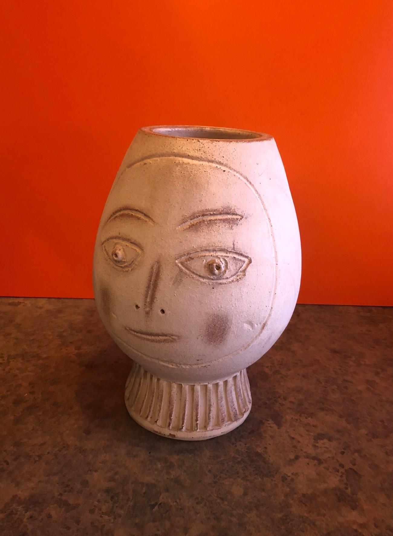 Mid-Century Modern Figural Pottery Vase in the Style of Pablo Picasso