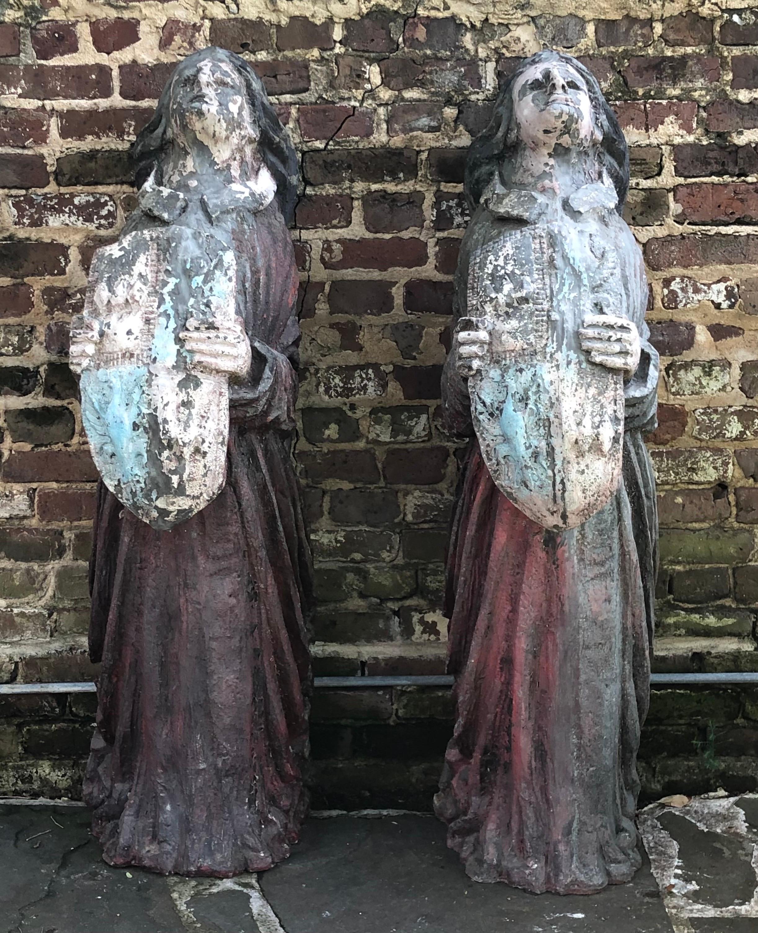 Figural Sculpture Architectural Brackets / Nautical Figureheads Weathered Patina For Sale 8