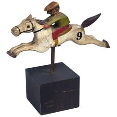 Antique Figural Steeplechase Horse and Rider, Early 20th Century