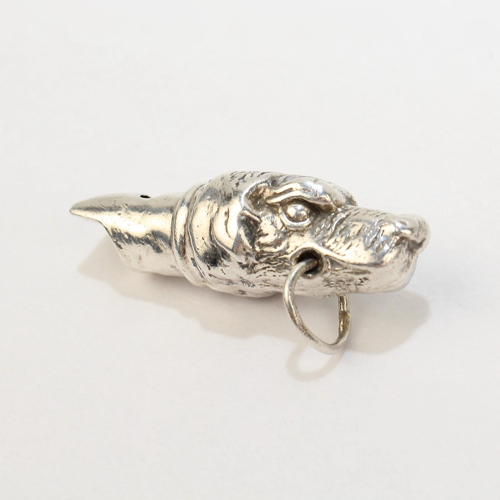 Figural Sterling Silver Dog Whistle from the Mario Buatta Collection For Sale 2