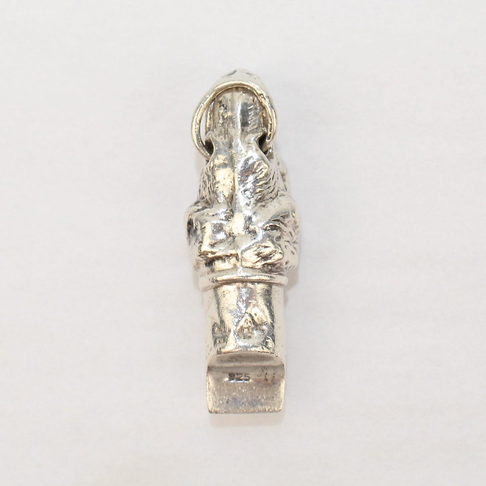 Women's or Men's Figural Sterling Silver Dog Whistle from the Mario Buatta Collection For Sale