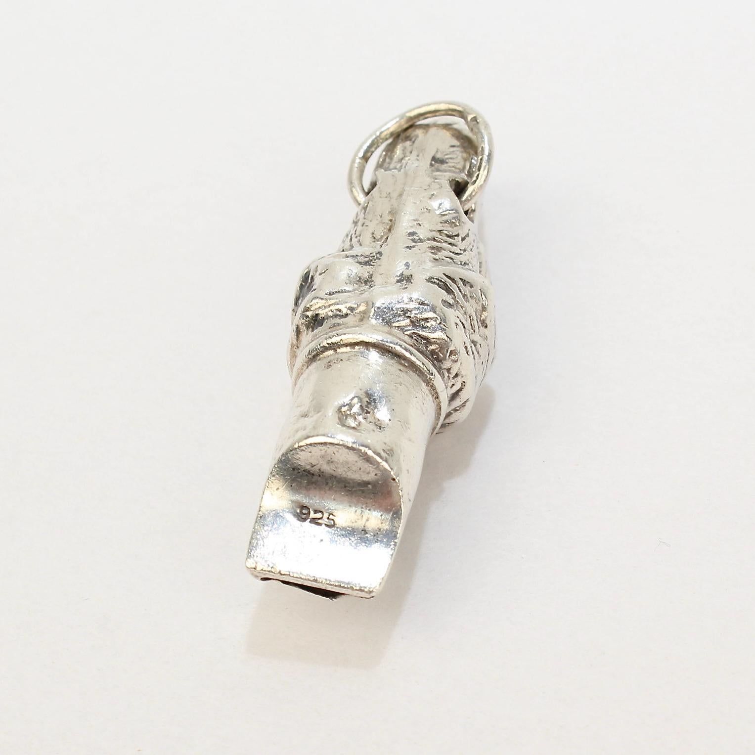 Figural Sterling Silver Dog Whistle from the Mario Buatta Collection For Sale 1