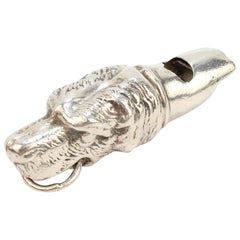 Vintage Figural Sterling Silver Dog Whistle from the Mario Buatta Collection