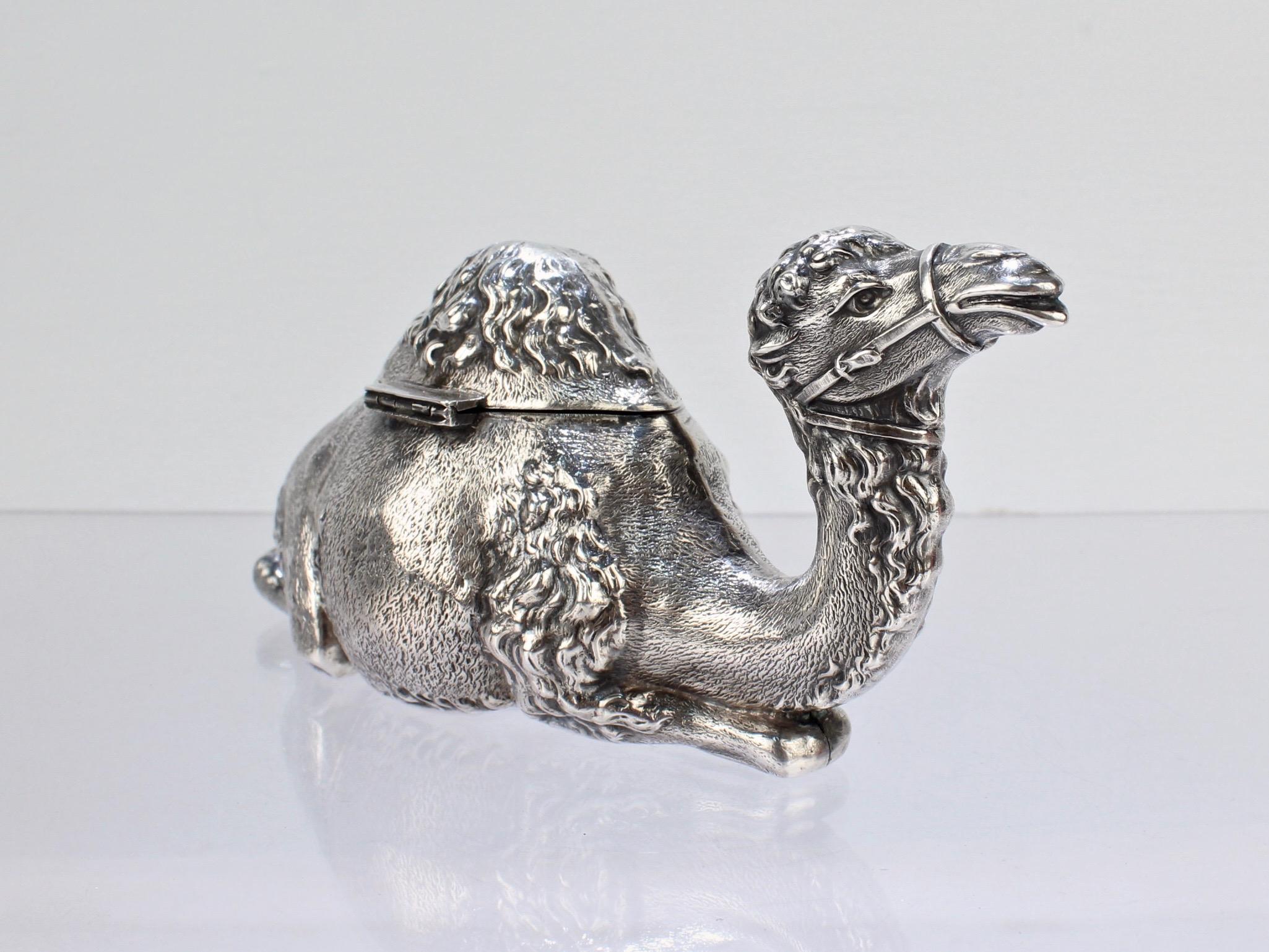 Figural Sterling Silver One Hump Camel Inkwell by H A Cary For Sale at ...