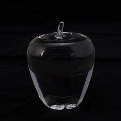 Figural Steuben Crystal Apple Sculptural Paperweight, Signed, 20th Century