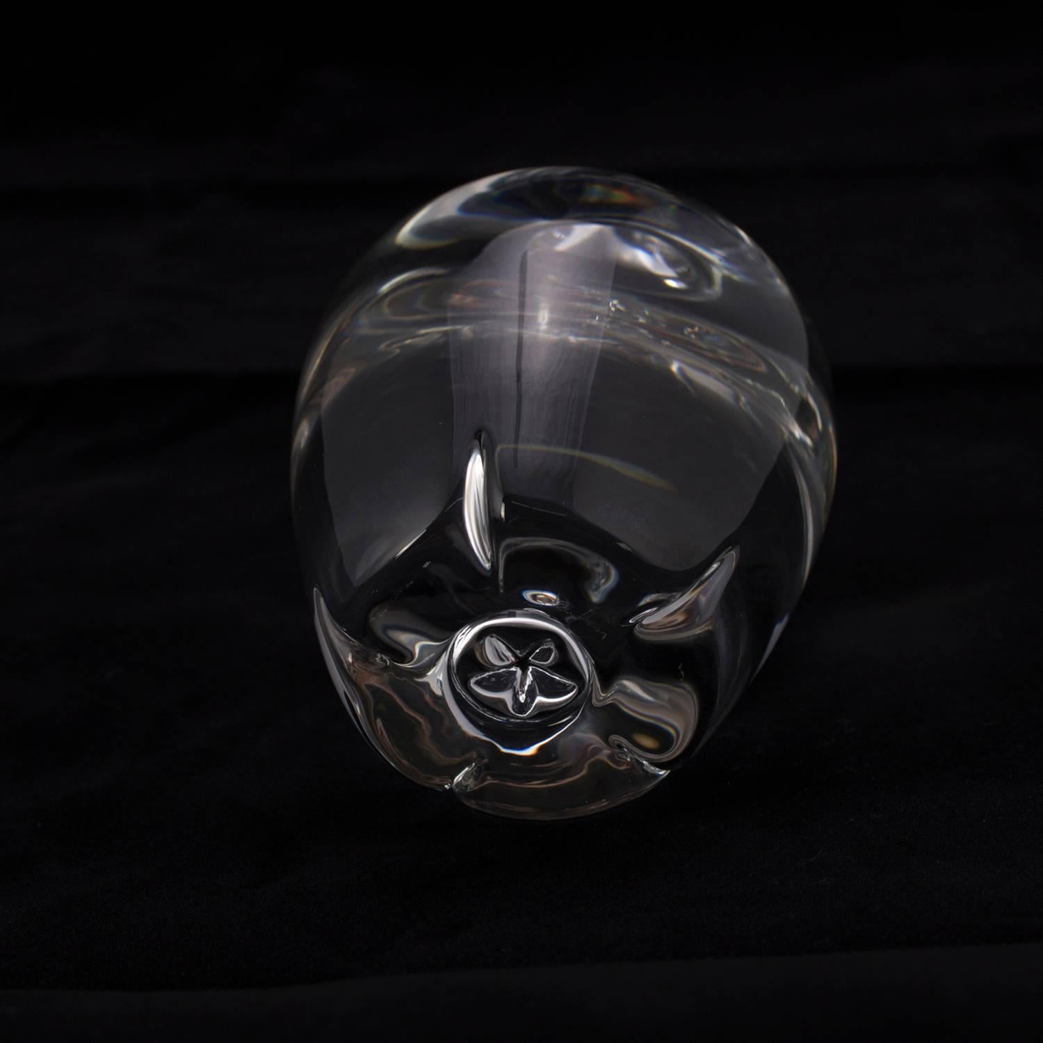 Figural Steuben Crystal Apple Sculptural Paperweight, Signed, 20th Century 3
