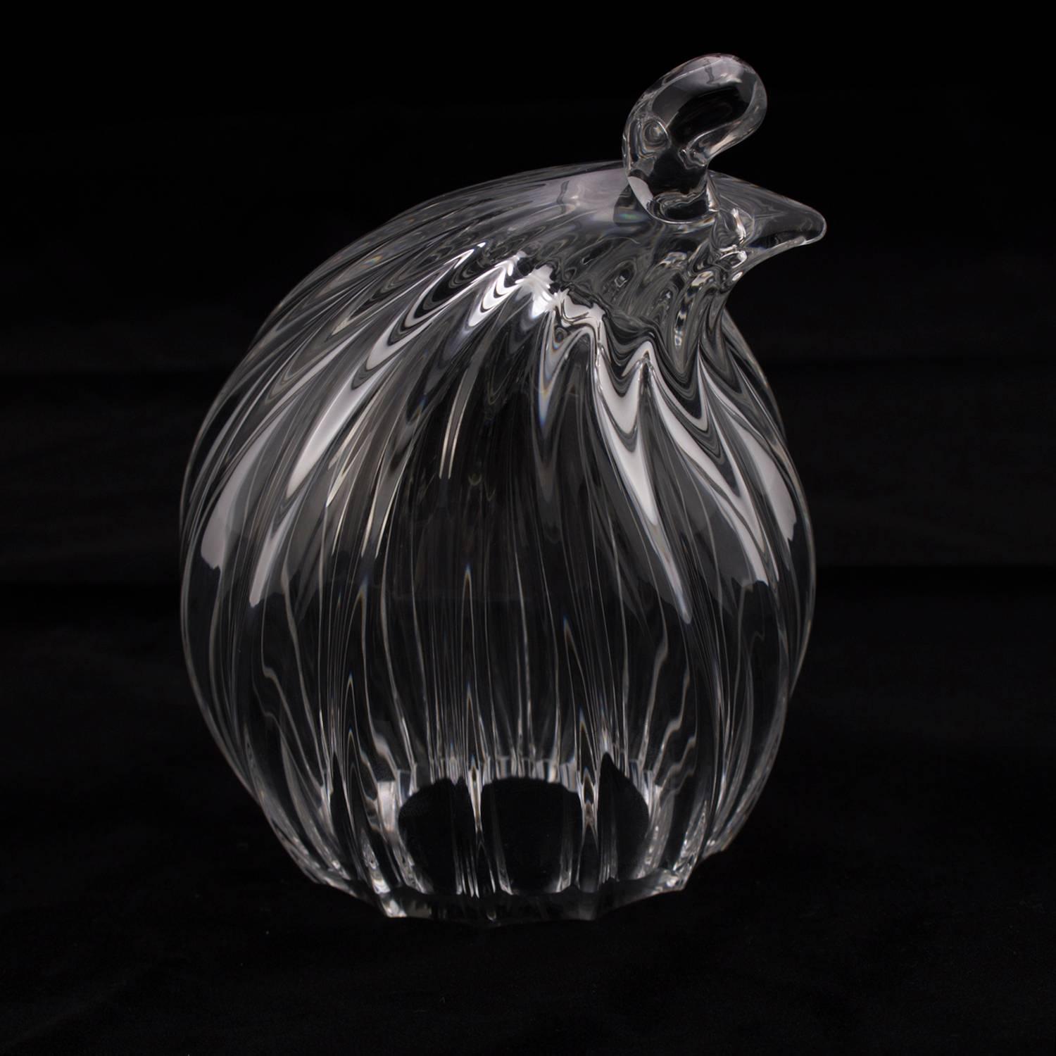 American Figural Steuben Crystal Quail Sculptural Paperweight by Pollard, Signed