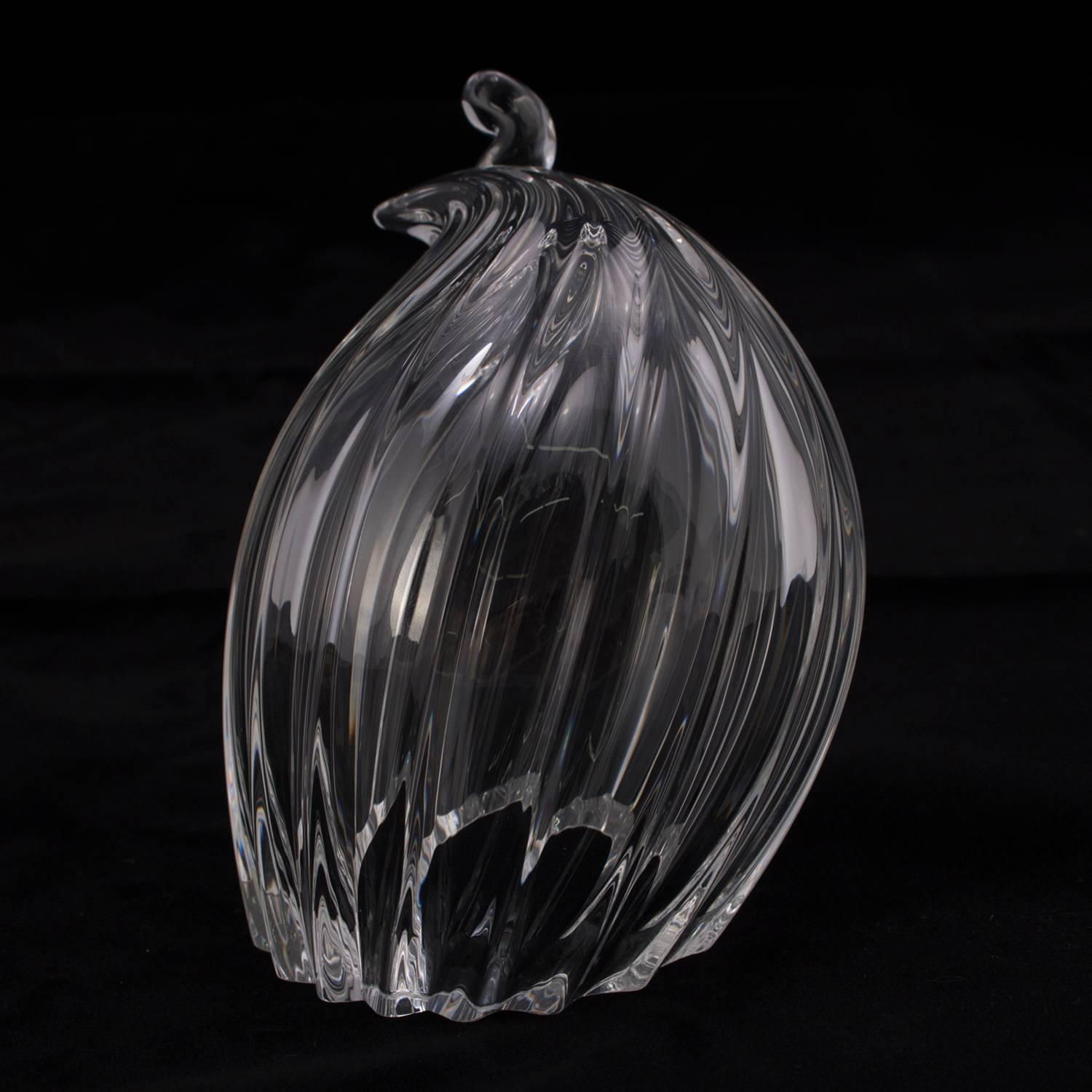 20th Century Figural Steuben Crystal Quail Sculptural Paperweight by Pollard, Signed