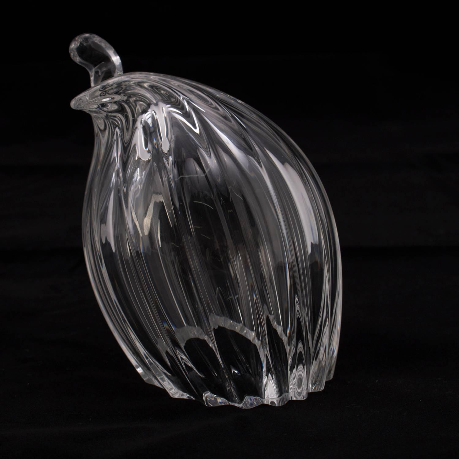 Figural Steuben Crystal Quail Sculptural Paperweight by Pollard, Signed 1
