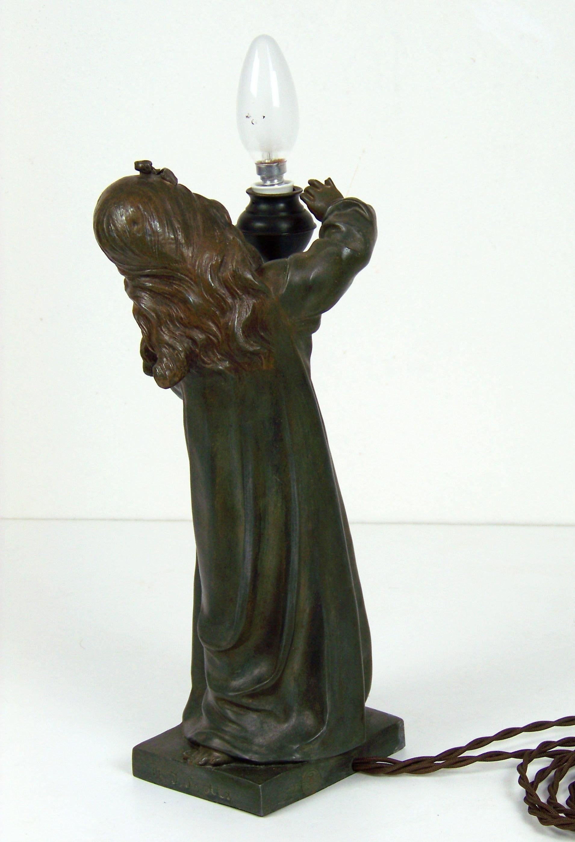 Figural Table Lamp, A.J.Scotte, France In Good Condition In Praha, CZ