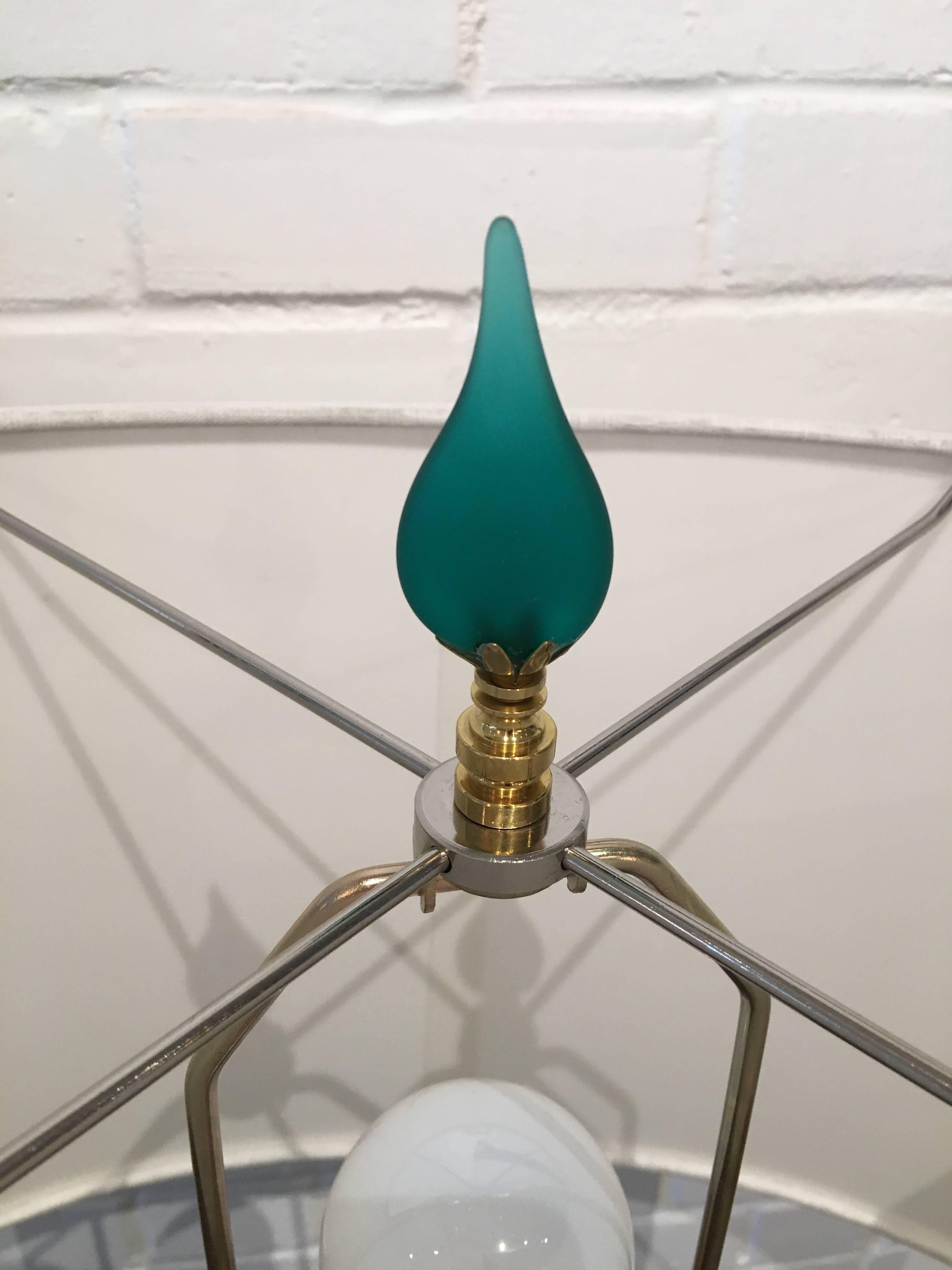 Mid-Century Modern Figural Turquoise Vintage Ceramic Lamp