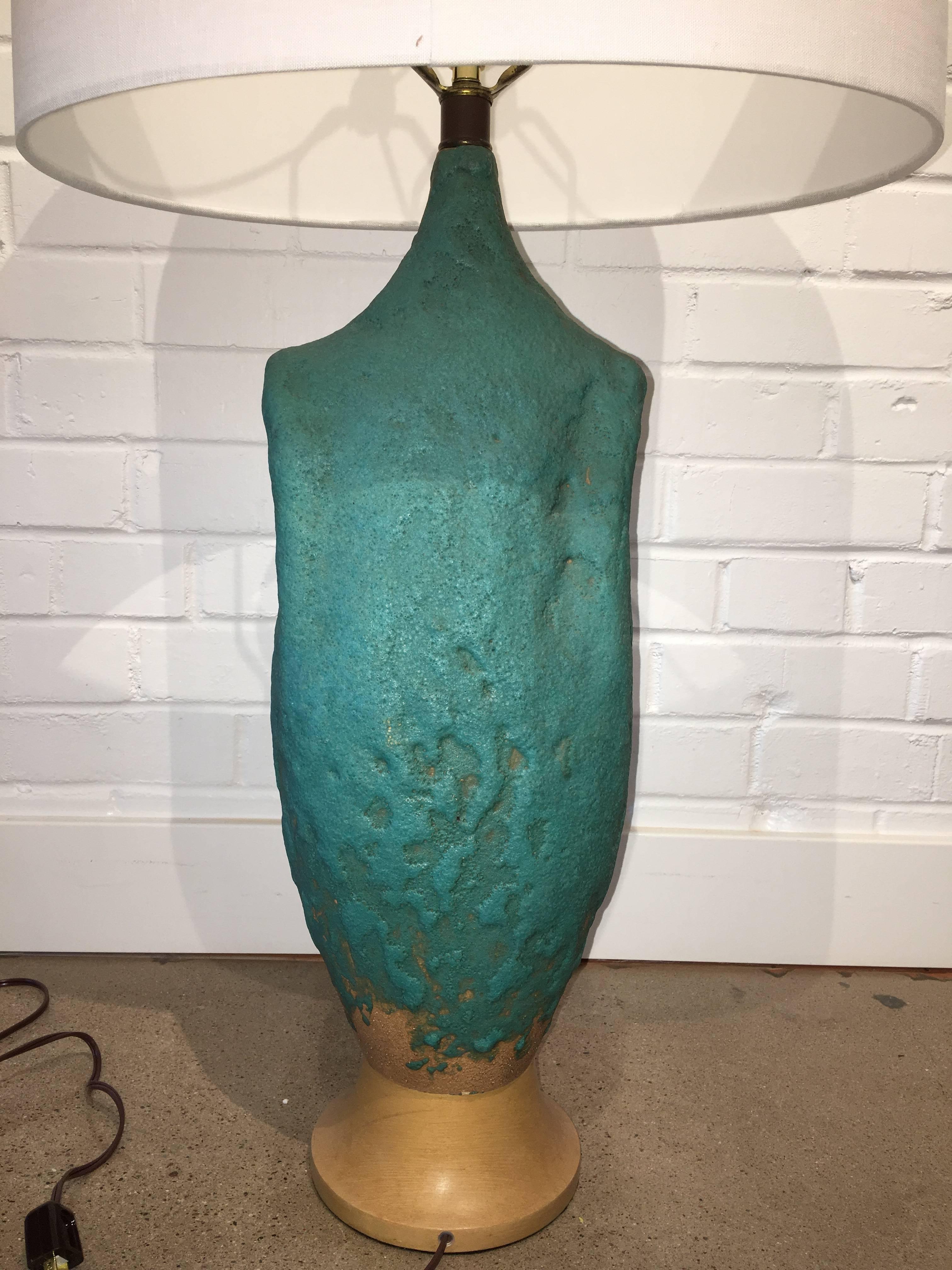 American Figural Turquoise Vintage Ceramic Lamp
