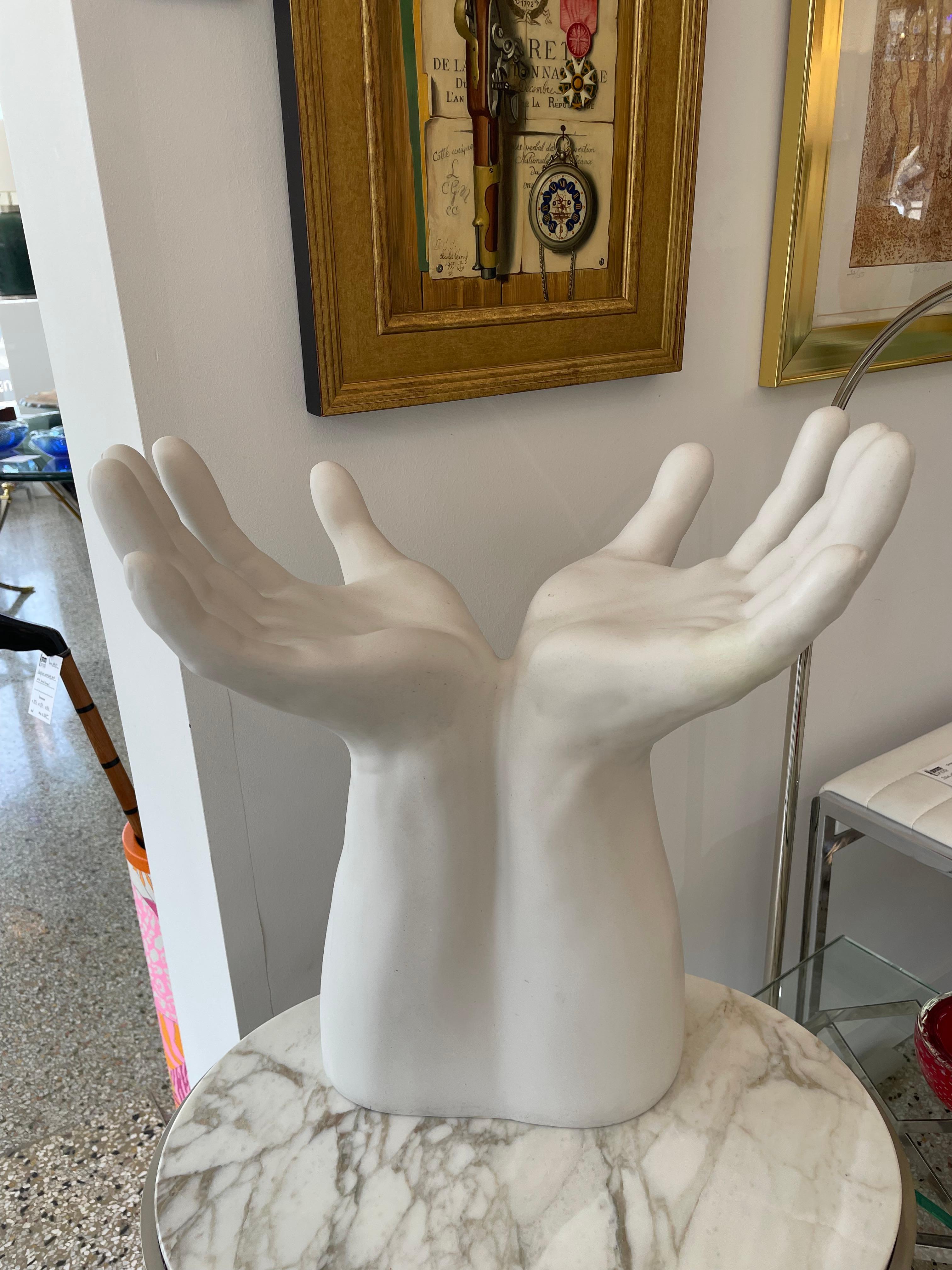 Modern Figural Upturned Hands Sculpture Titled 