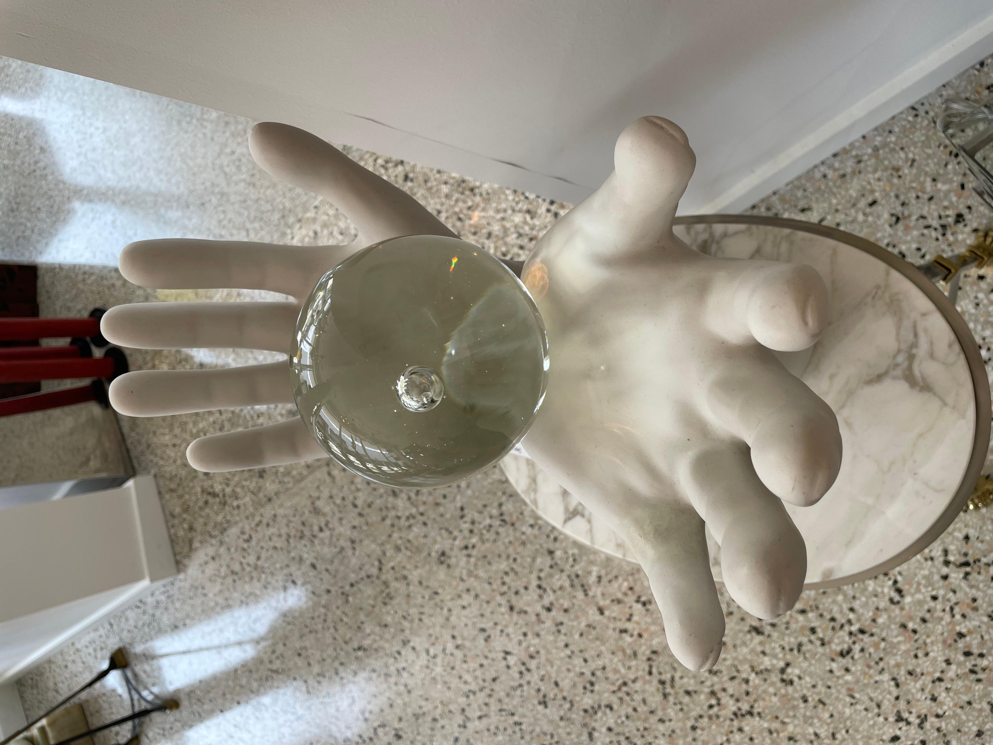 Hand-Crafted Figural Upturned Hands Sculpture Titled 