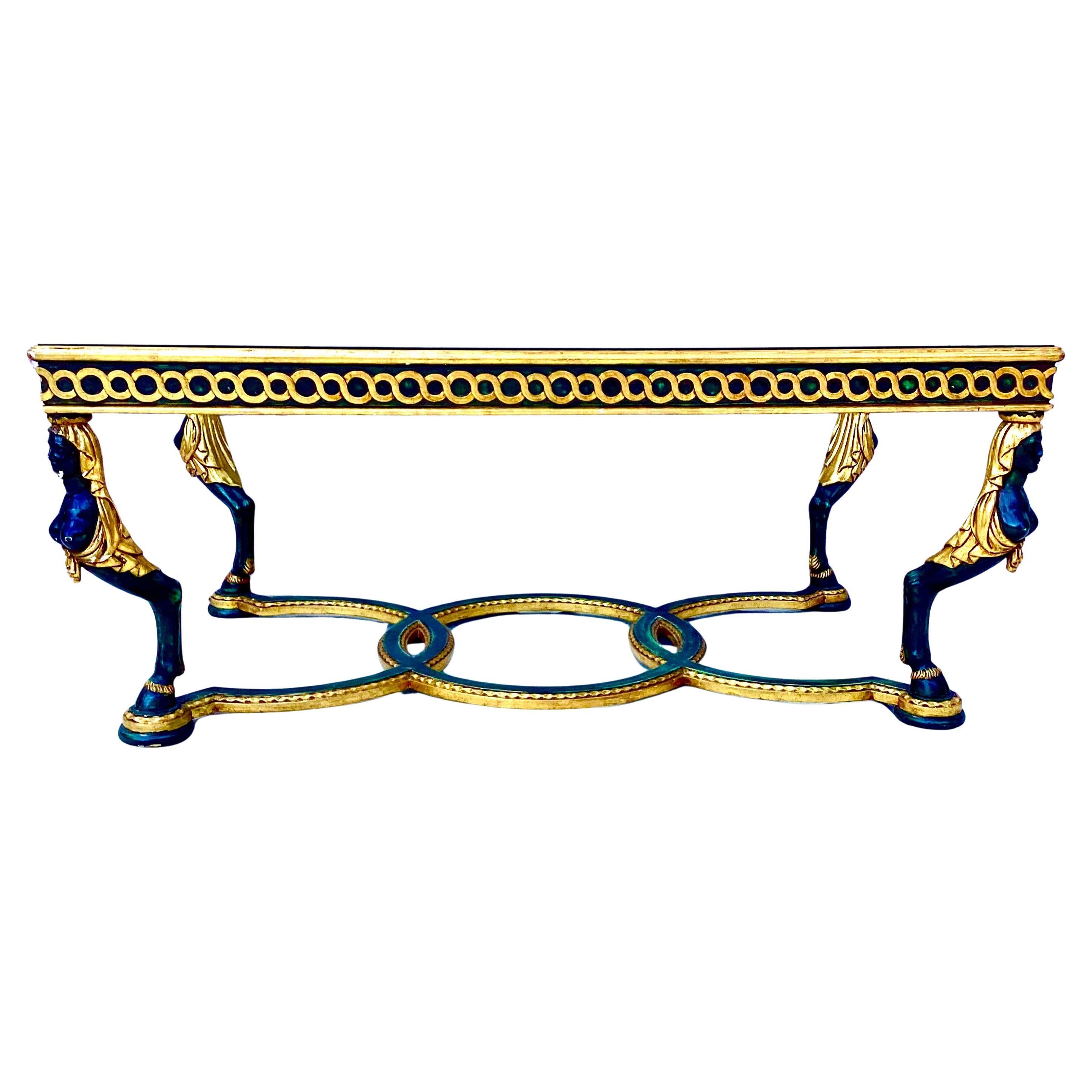 Hollywood Regency Tavolino figurato laccato veneziano in vendita
