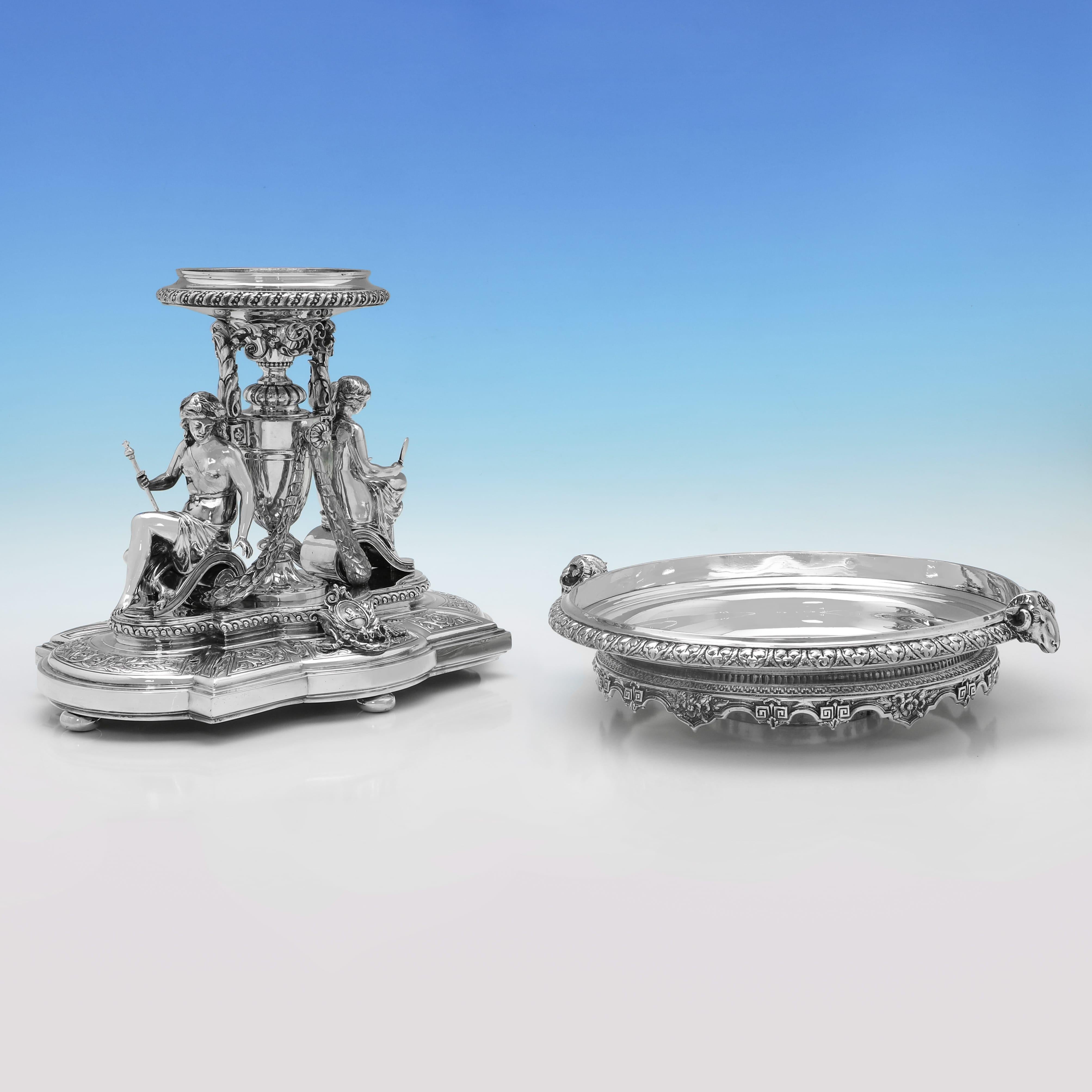 Viktorianischer Tafelaufsatz aus Silber mit klassischen Figuren aus Silber von George Angell, 1878 im Zustand „Gut“ im Angebot in London, London