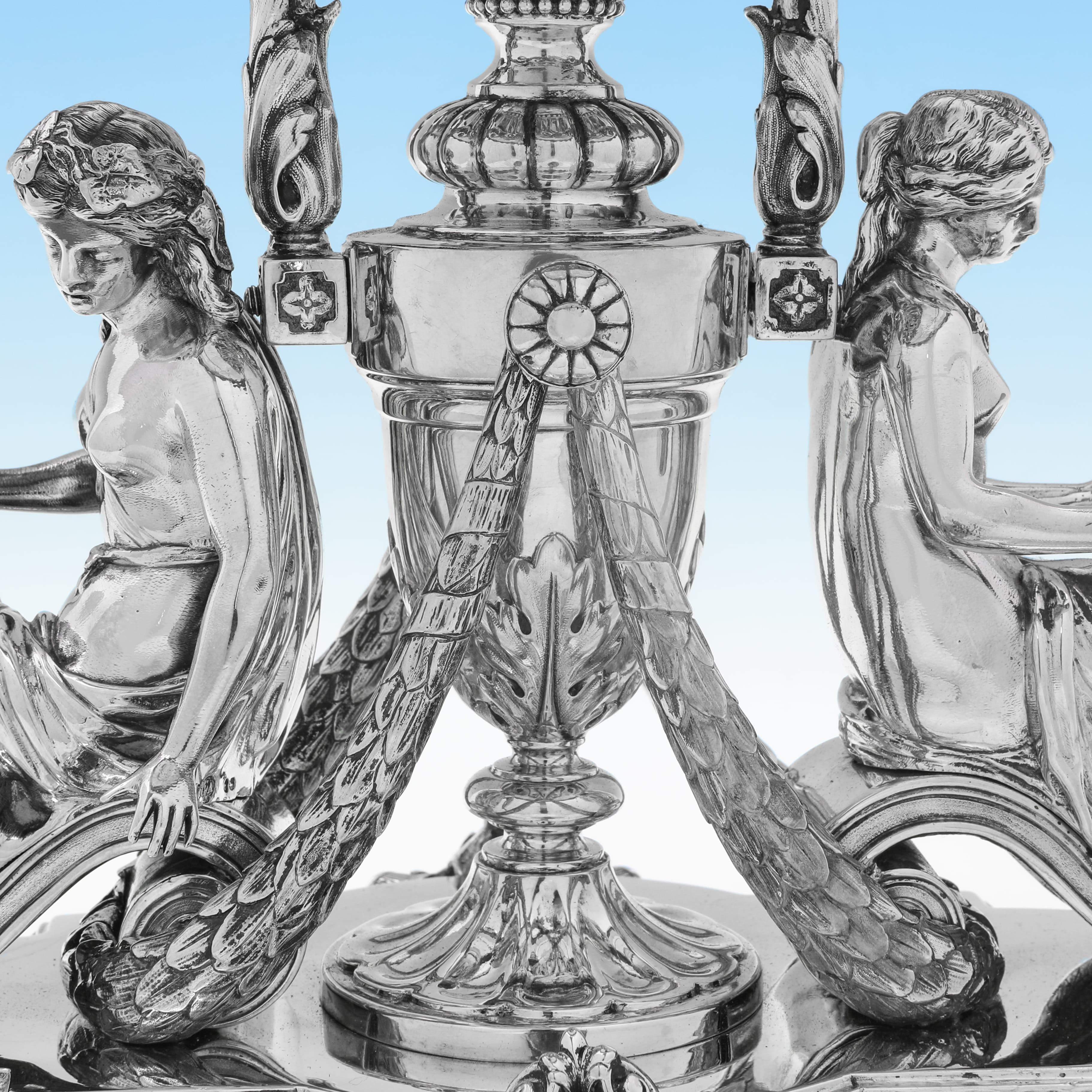 Viktorianischer Tafelaufsatz aus Silber mit klassischen Figuren aus Silber von George Angell, 1878 (Sterlingsilber) im Angebot