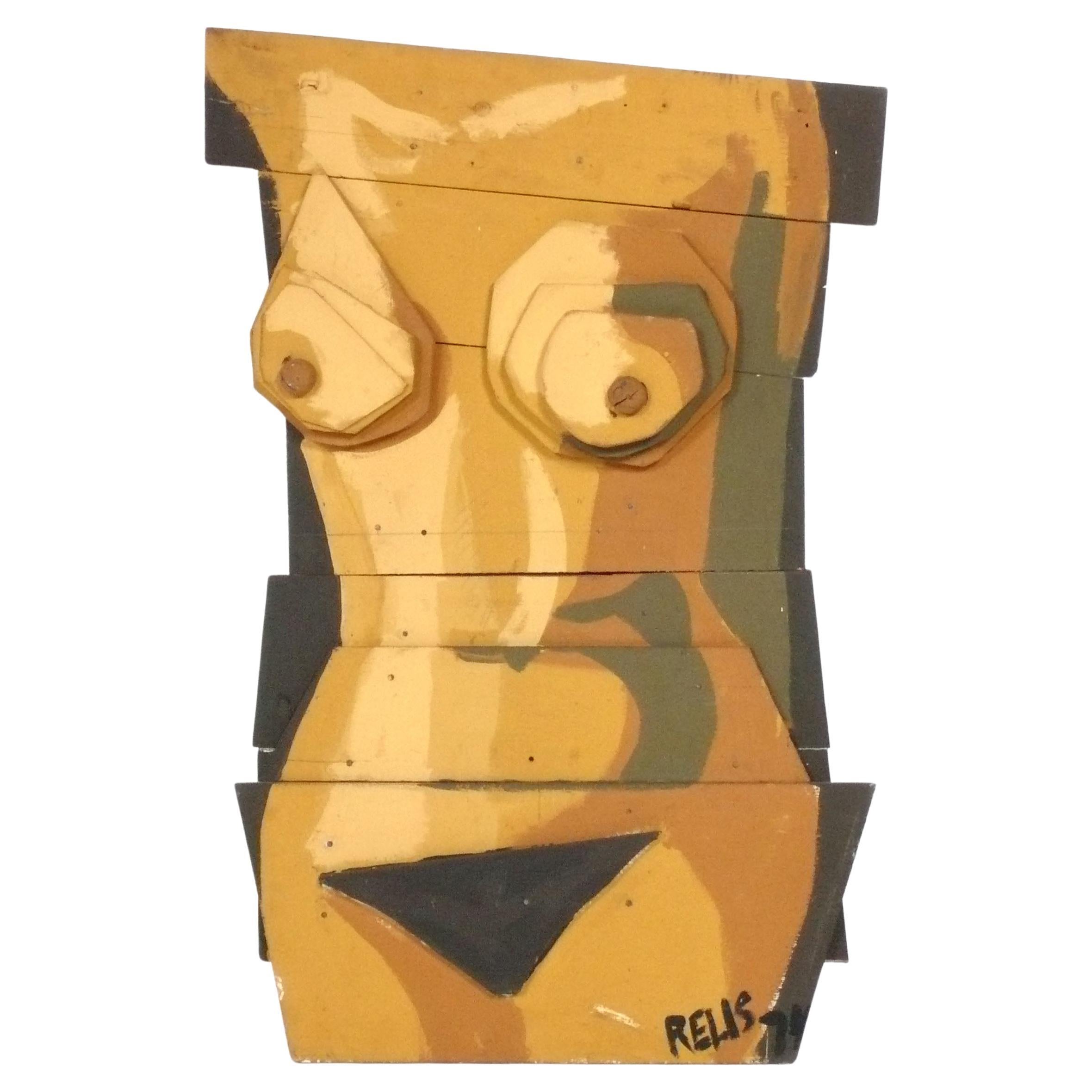 Figural Wall Sculpture by Sandy Relis Abstract American Art 1970s For Sale