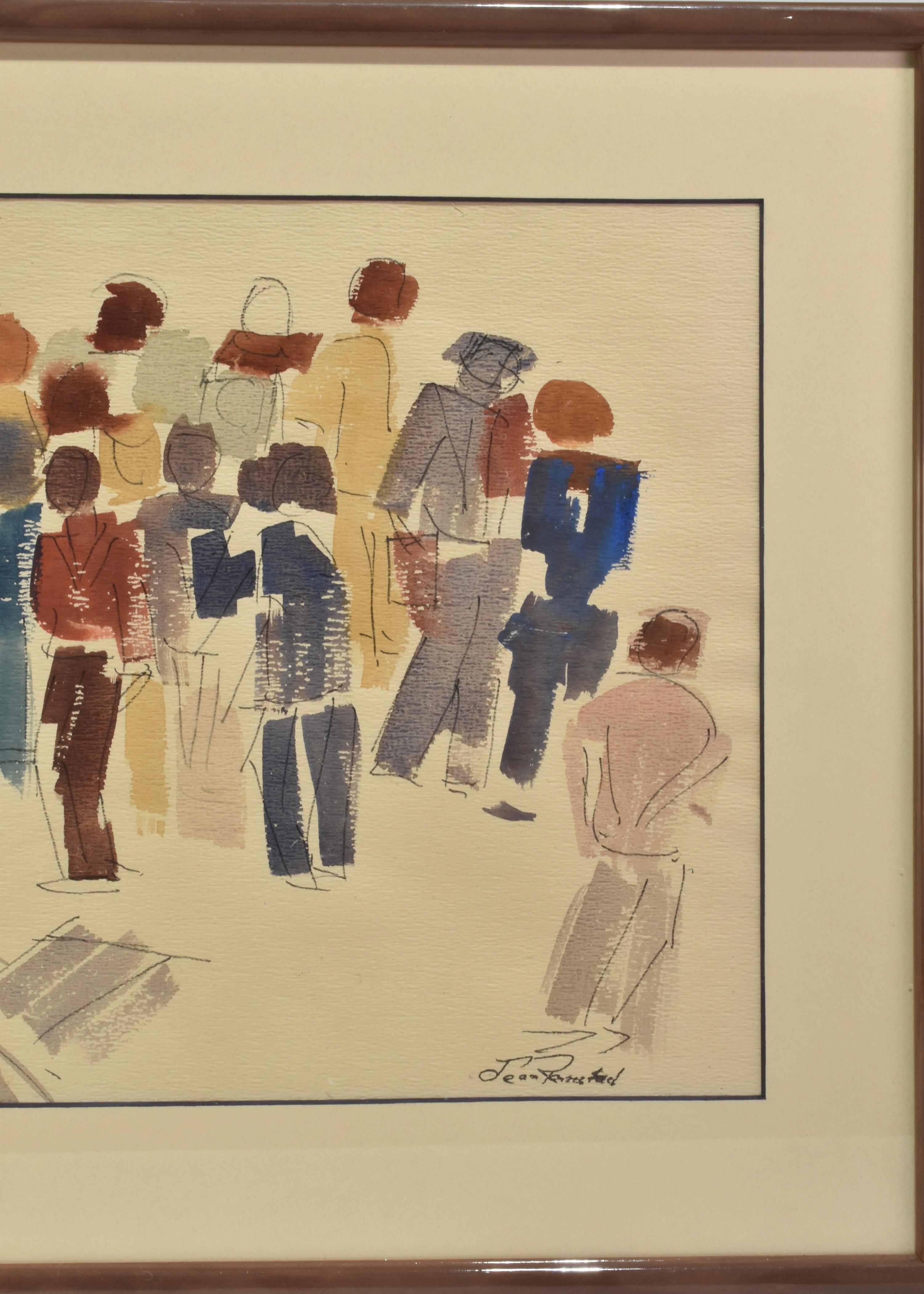 Figural Watercolor, Framed In Good Condition For Sale In Richmond, VA