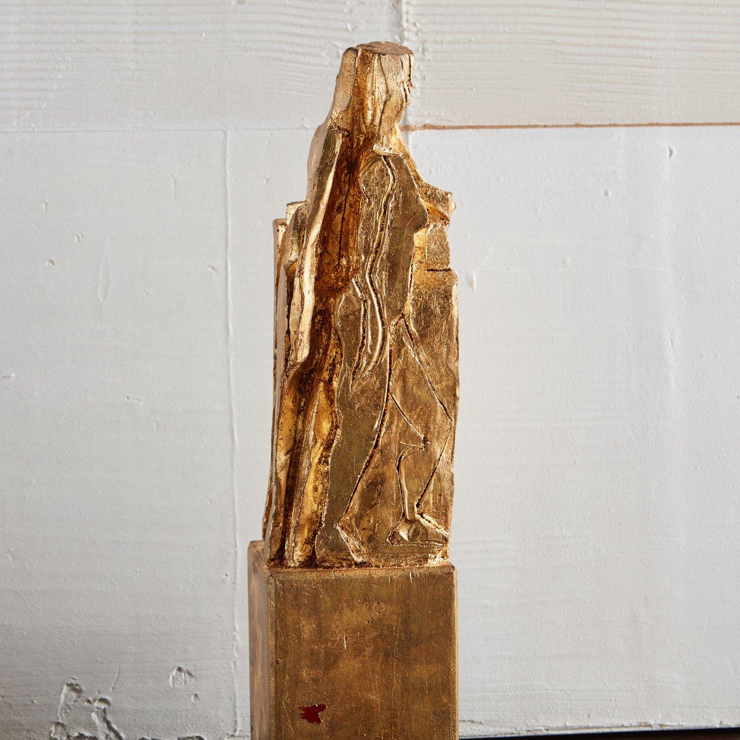 Figural Wood Sculpture with Gold Leaf Finish, France, 1960s 6