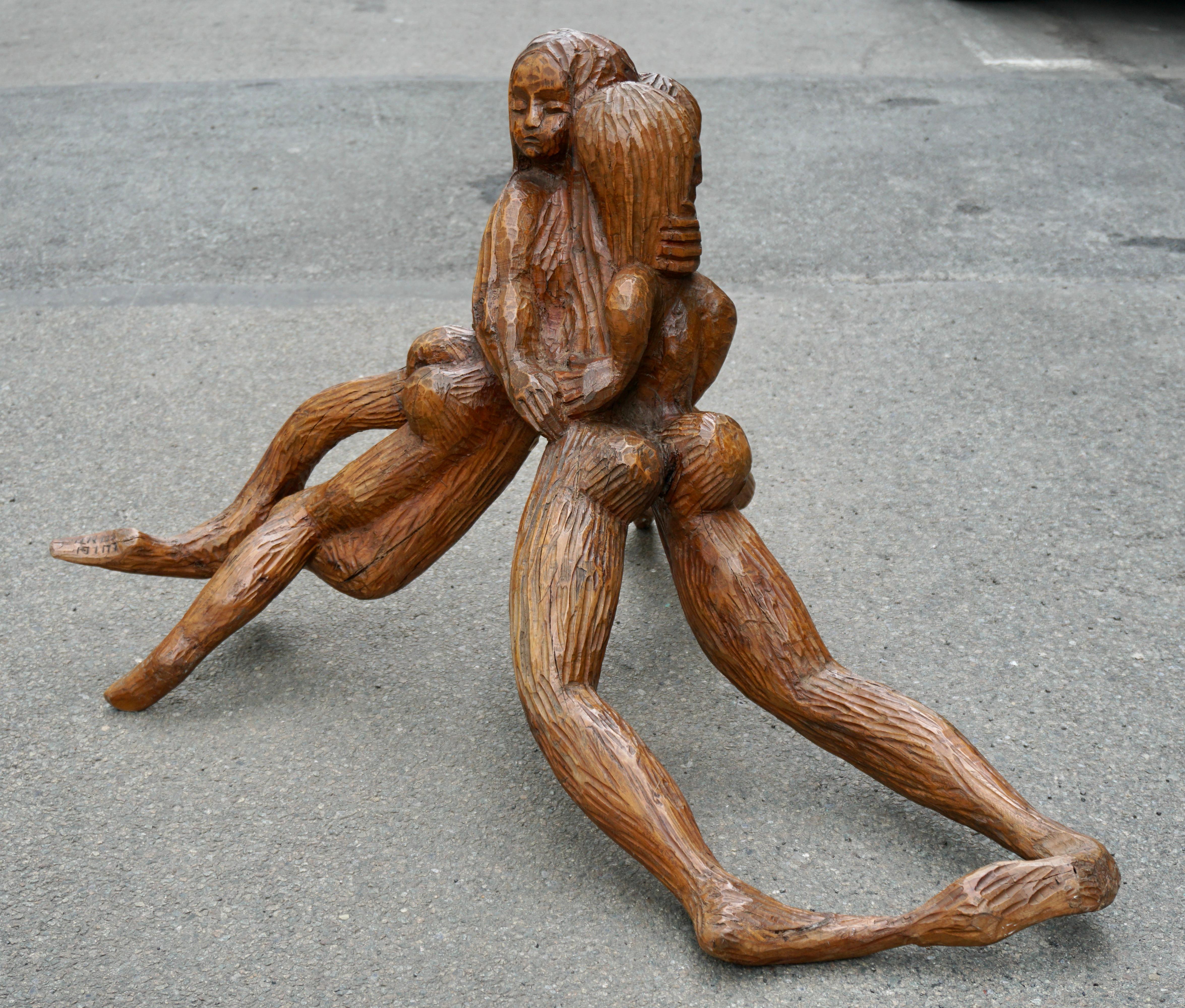 Italian Figural Wooden Sculpture by Luigi Conti For Sale