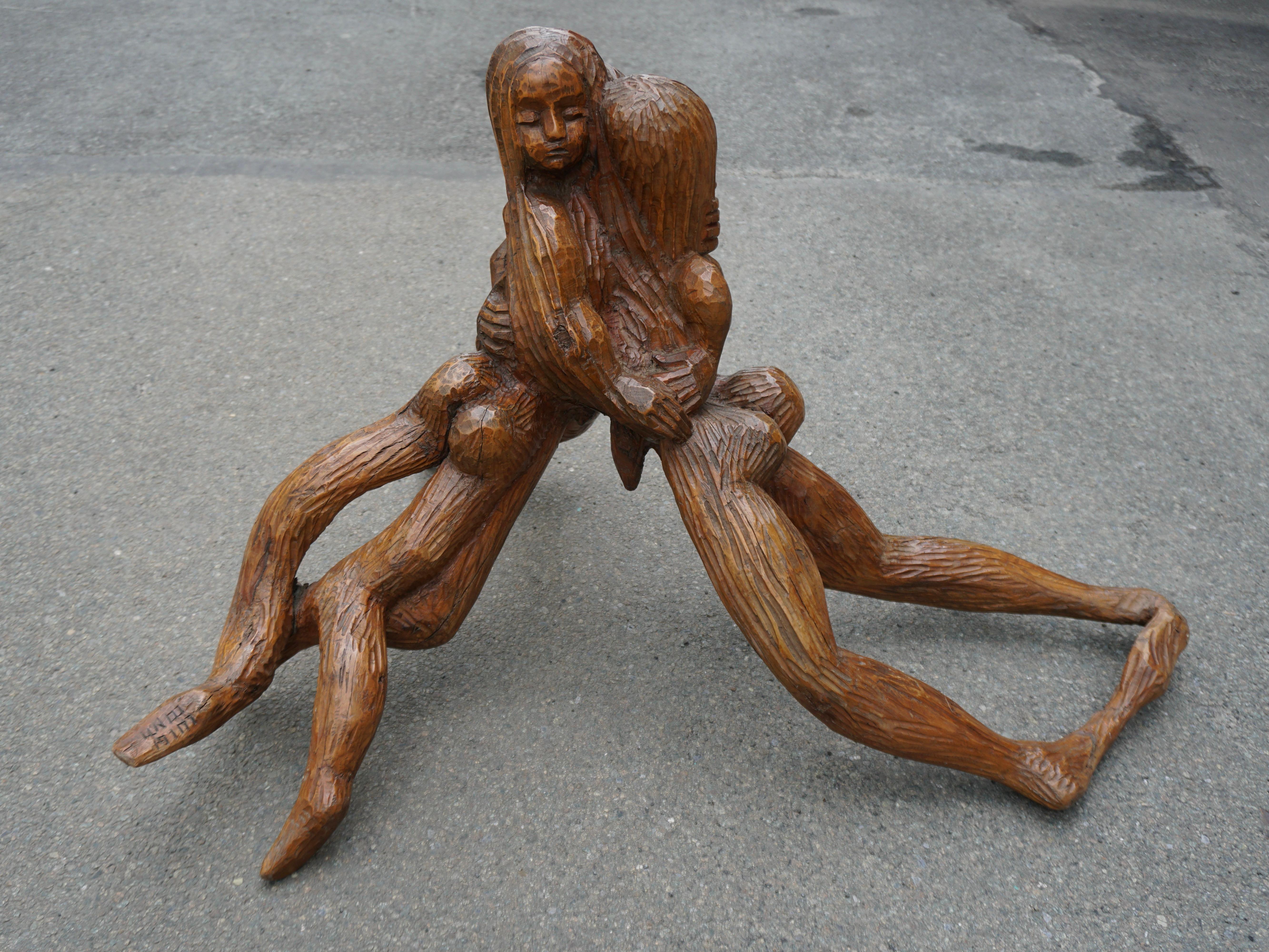 Intagliato a mano Scultura figurativa in legno di Luigi Conti in vendita