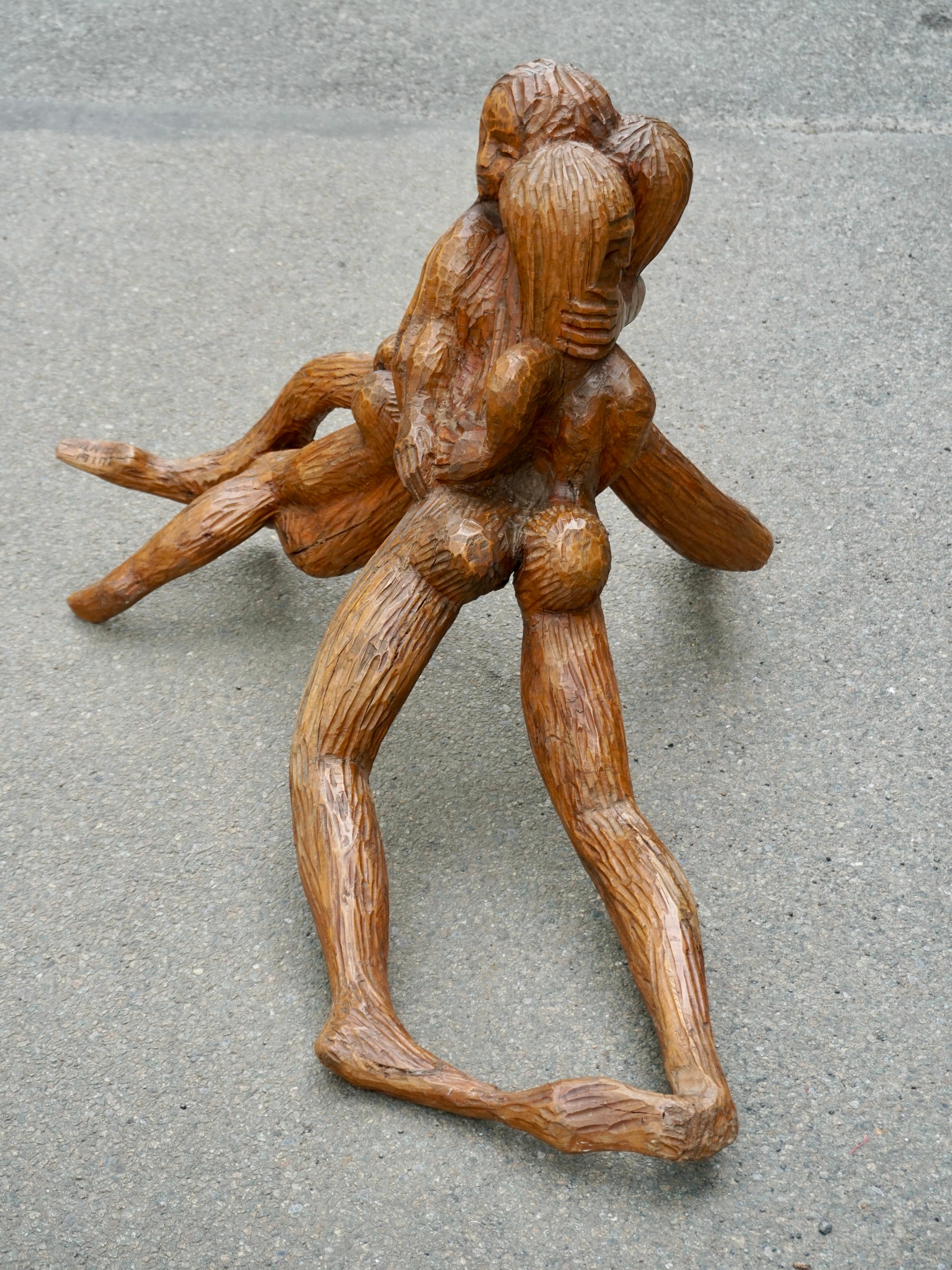 20th Century Figural Wooden Sculpture by Luigi Conti For Sale