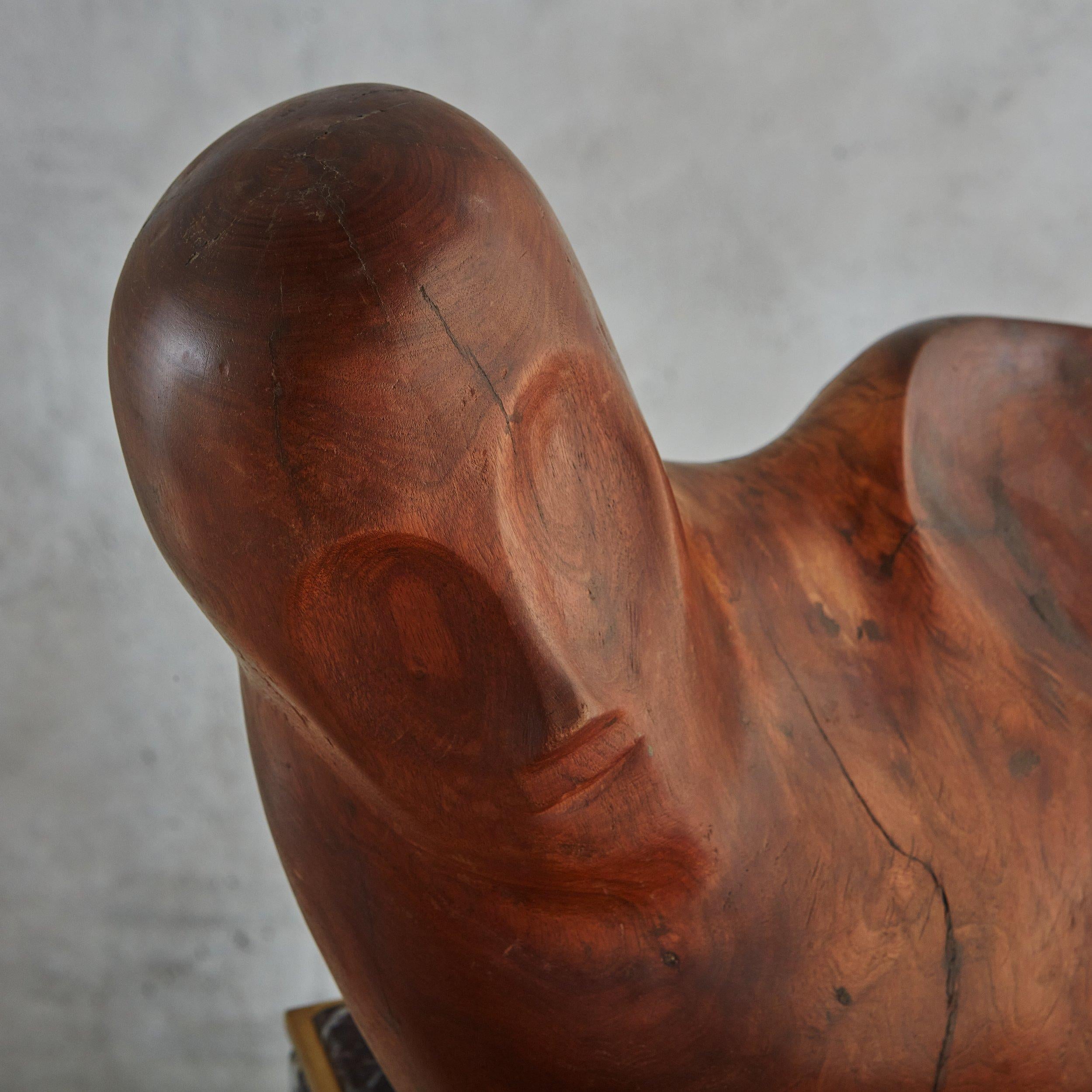 American Figural Wooden Sculpture by Suzanne Sumner, 1970s For Sale