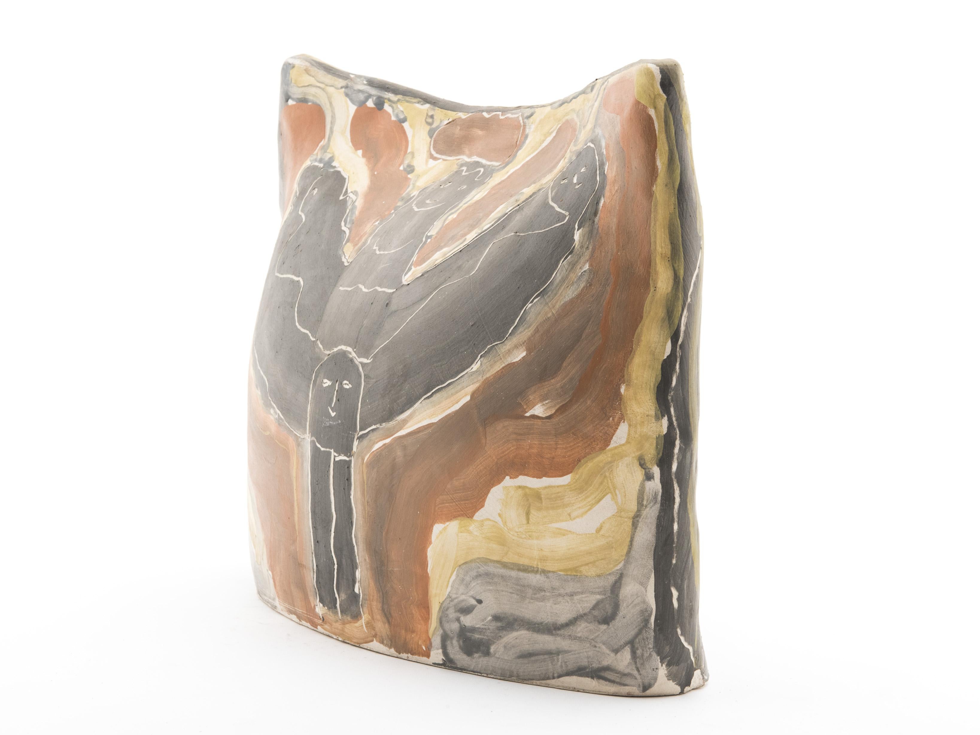 French Figurative Painting on Ceramics, Jules Agard, Vallauris, 1950s For Sale