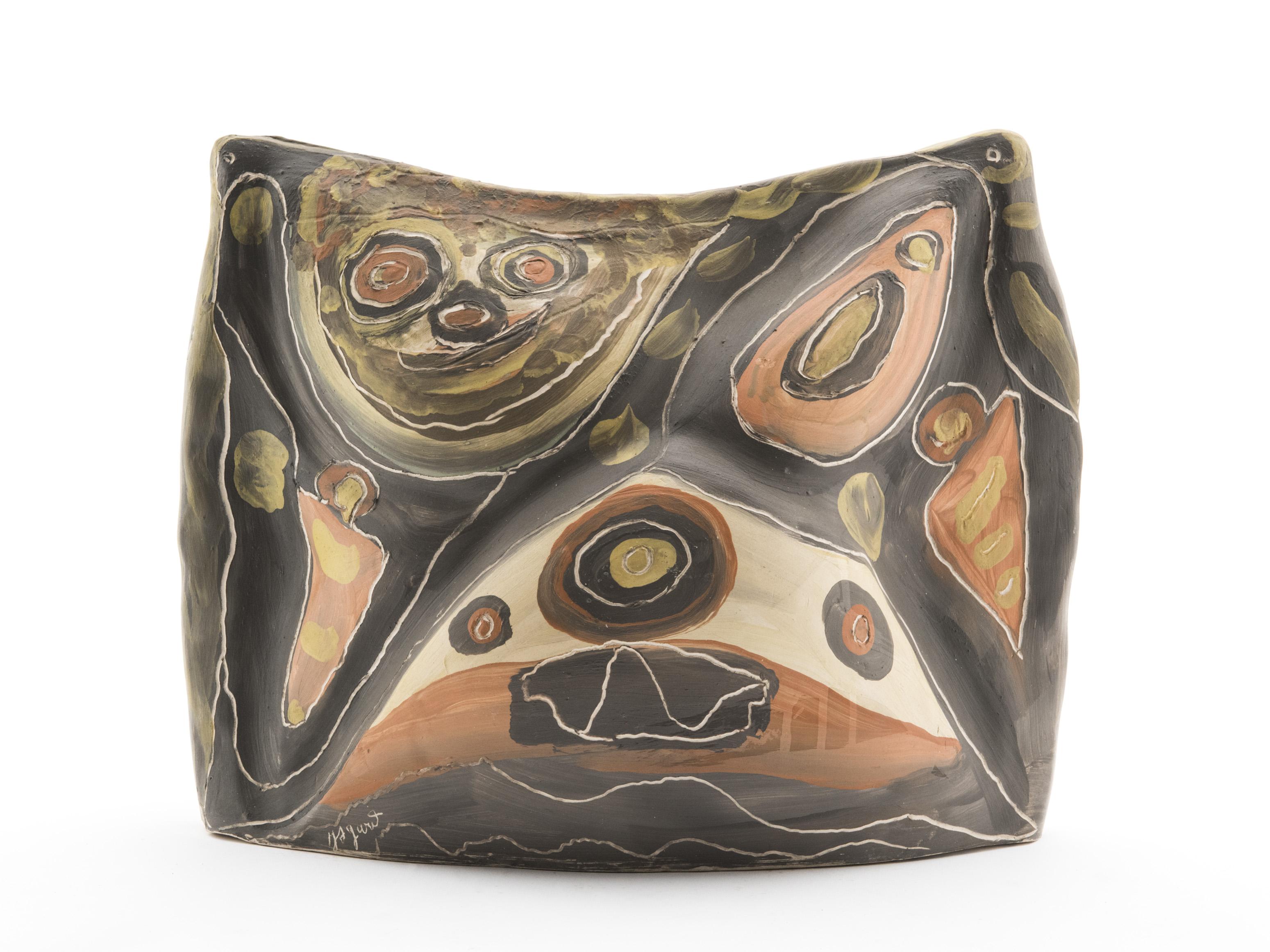 Figurative Painting on Ceramics, Jules Agard, Vallauris, 1950s In Good Condition For Sale In Villeurbanne, Rhone Alpes